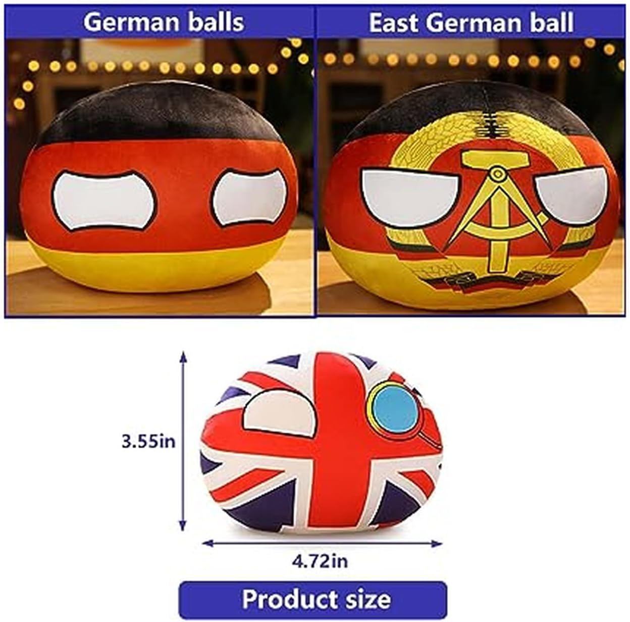 HOMKT 19PCS Countryballs，Country Ball Plushies Polandball National Plush Pillow Mini Pendant Stuffed Toys Cute Keychain Anime Plushies for Kids Gift image number 3
