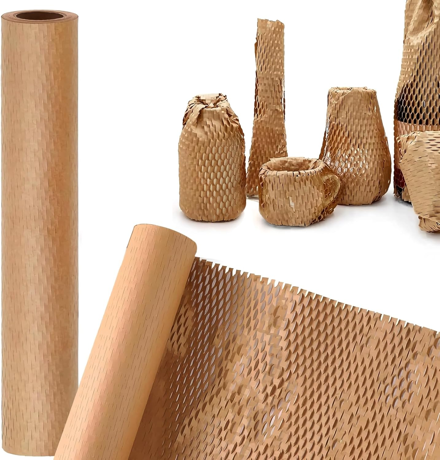 RINGSUN Honeycomb Bubble Wrap Roll, 30 * 1000Cm Cushion Packing Wrap for Secure Moving Shipping, Recyclable Paper Bubble Wrap Perfect for Fragile Protection image number 3