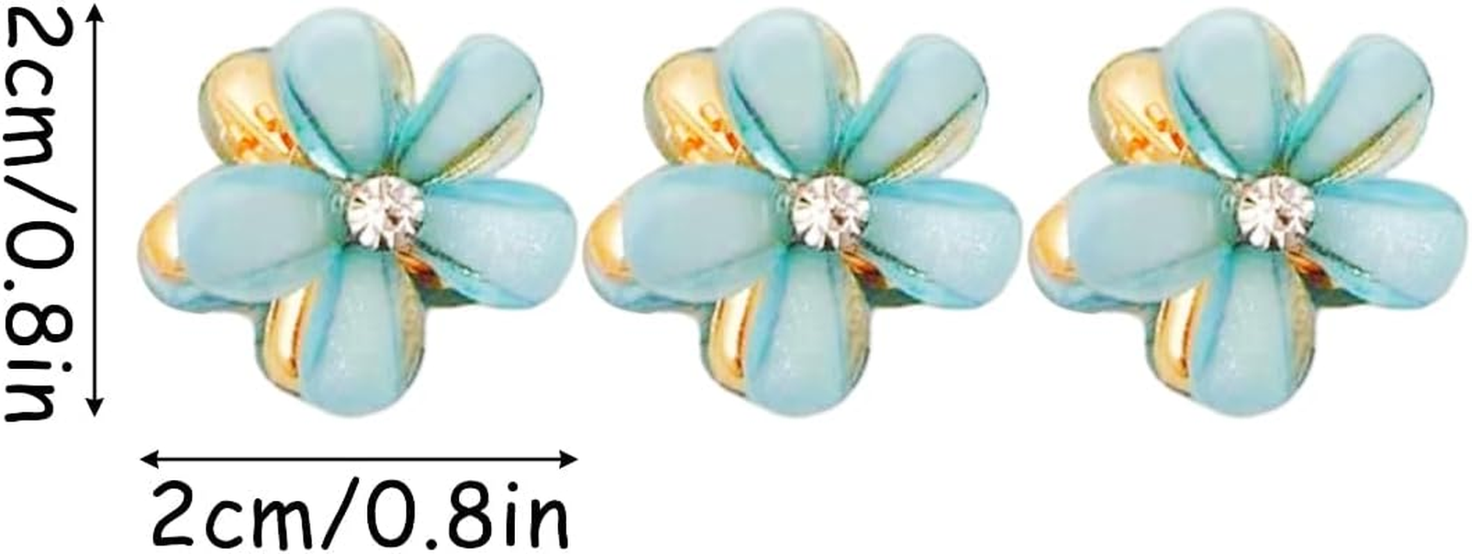 20 Pcs Flower Claw Clips Rhinestone Mini Hair Clips Sun Flower Claw Clip for Women Girls (Blue) image number 3