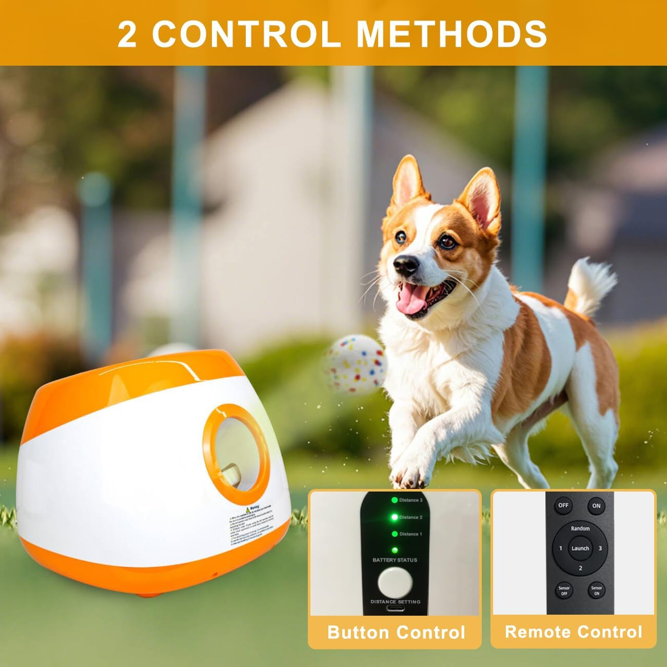 Large Automatic Dog Ball Launcher with 6 ETPU Balls (2.5"), Dog Ball Thrower for Medium & Large Dogs, 3 Adjustable Distance 26-78FT, Remote Control Interactive Ball Launcher for Outdoor image number 4