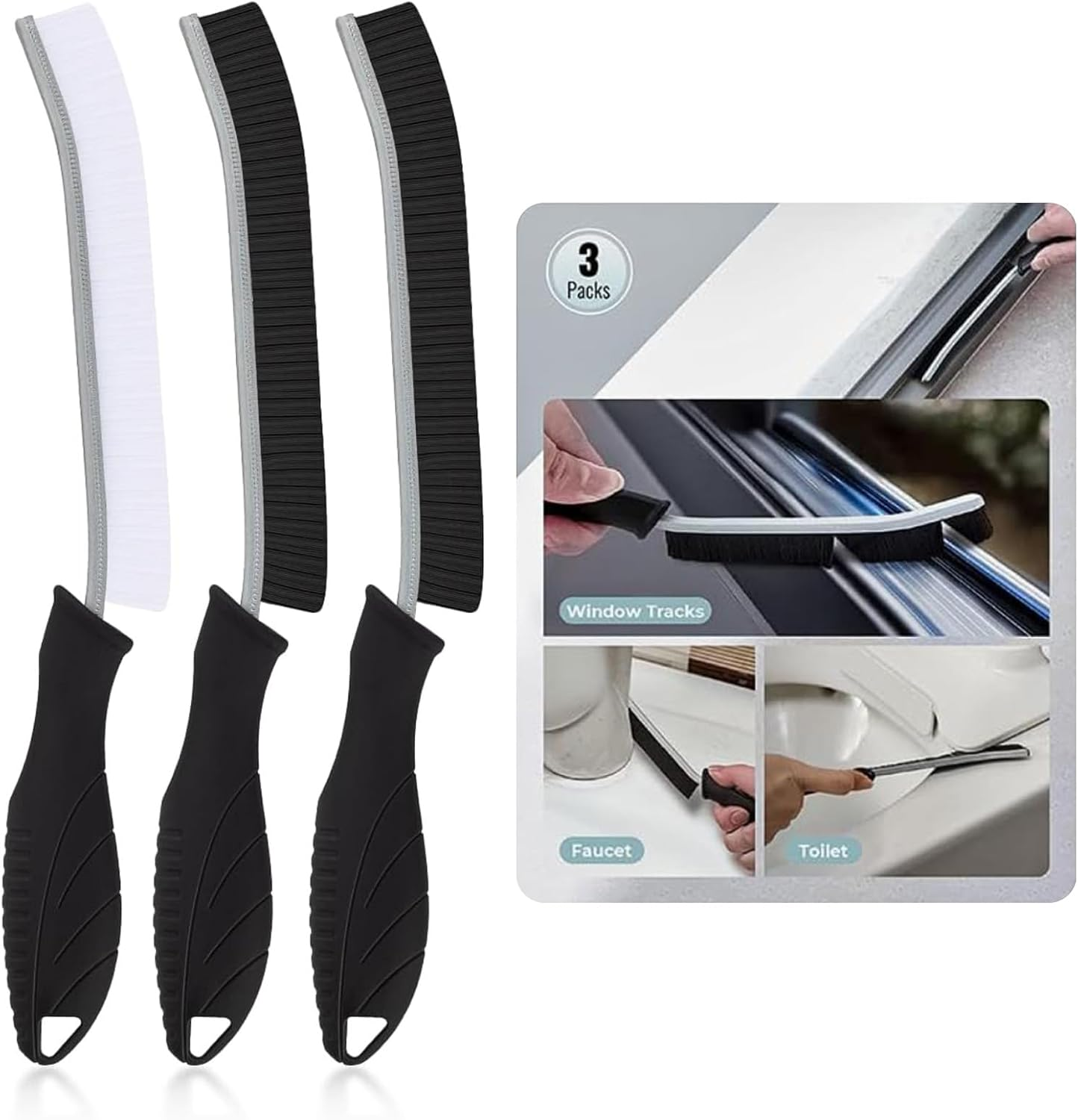 Heavy-Duty Crevice Cleaning Brush - Multi-Surface Hard Bristle Scrubber for Bathroom, Kitchen, Car, Grout & Tight Spaces, 25Cm Alloy Handle with Non-Slip Grip image number 3