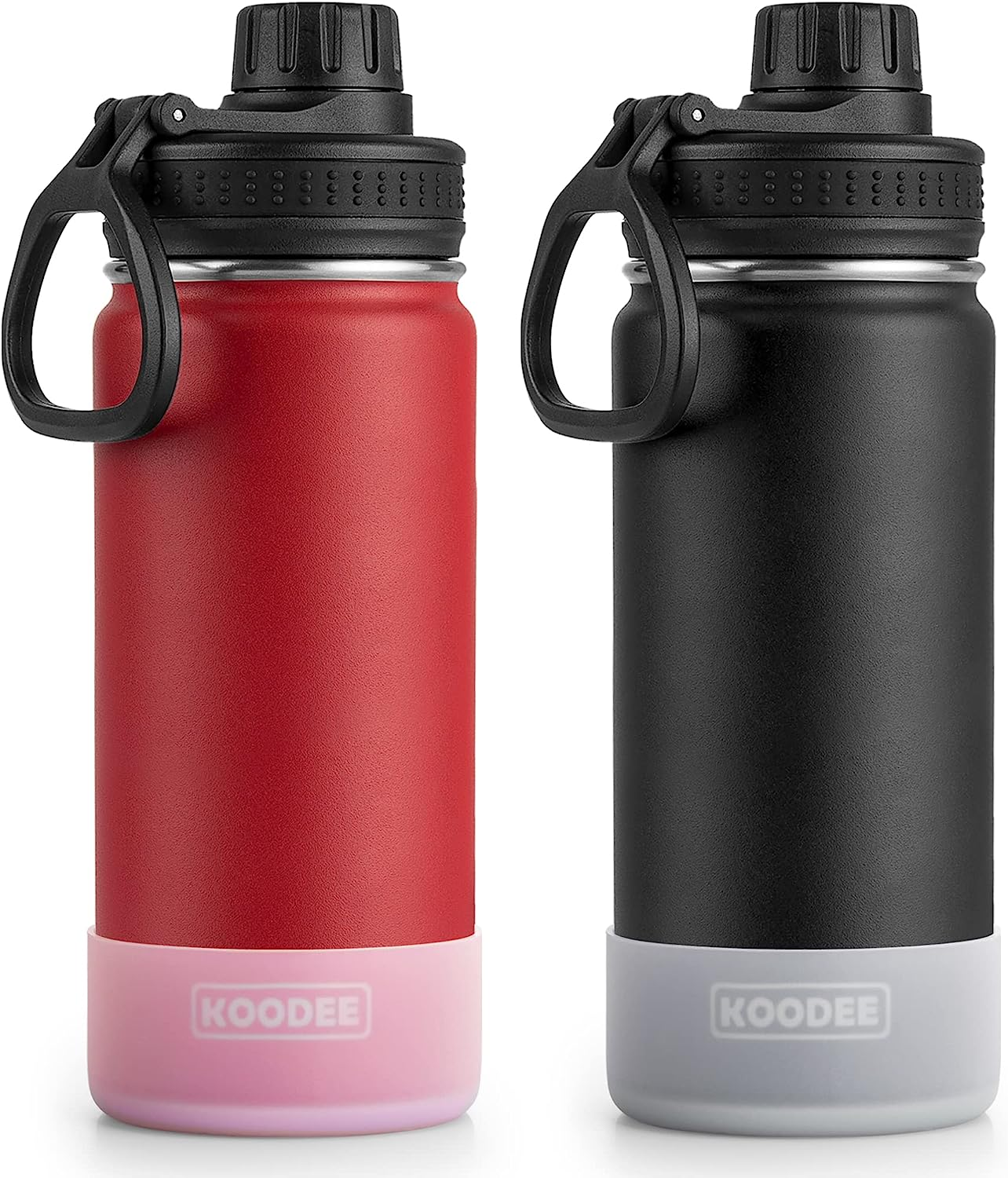 Koodee 2 Pack Water Bottle 530Ml Stainless Steel Vacuum Insulated Sports Water Bottle for Girls and Boys, BPA Free Leakproof (18Oz Canyon Red-Black) image number 4