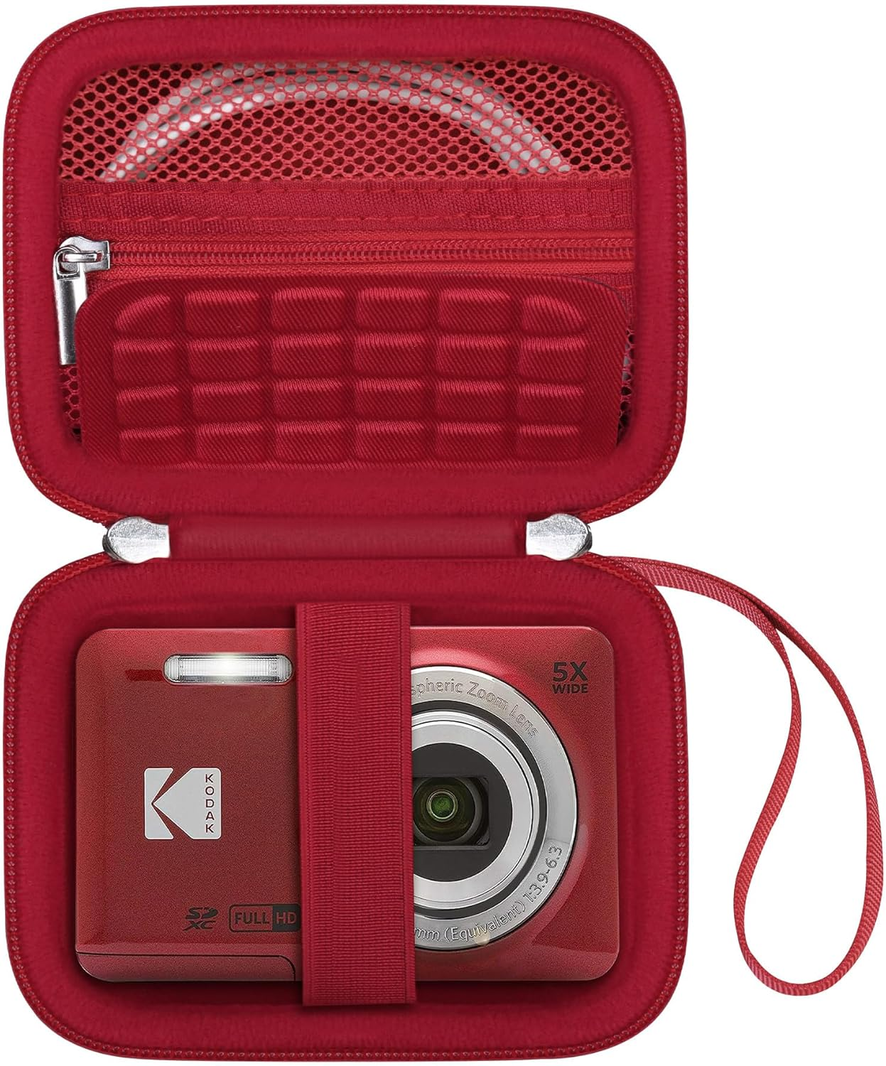 Canboc Hard Case for Kodak PIXPRO FZ55/ FZ45/ FZ43/ FZ53 16MP Digital Camera, Vlogging Camera Bag, Zipper Mesh Pocket Fit Cable, SD Card, Red (Case Only) - Rose Gold image number 6