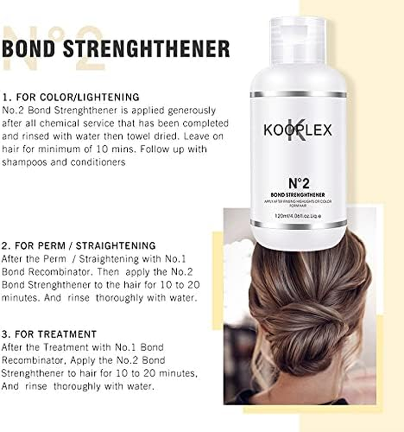 Kooplex Salon Bonding Treatment Kit for Bleaching and Colouring & Keratin Protection for All Hair Types, No1 (120Ml) & No2 (240Ml) image number 4