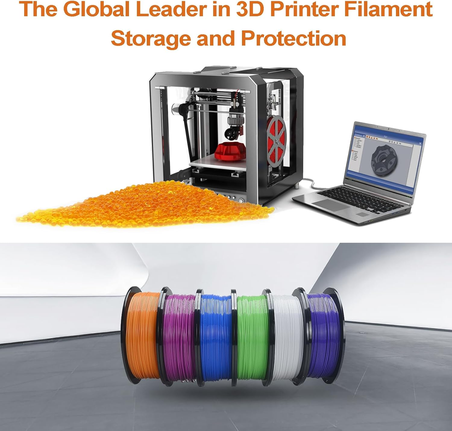 Silica Gel Beads Silica Gel Desiccant Beads, 2LBS Silica Balls, Reusable, with Colour Display, Silica Gel, Desiccant for Filament, Orange Silica Gel Desiccant for 3D Printers