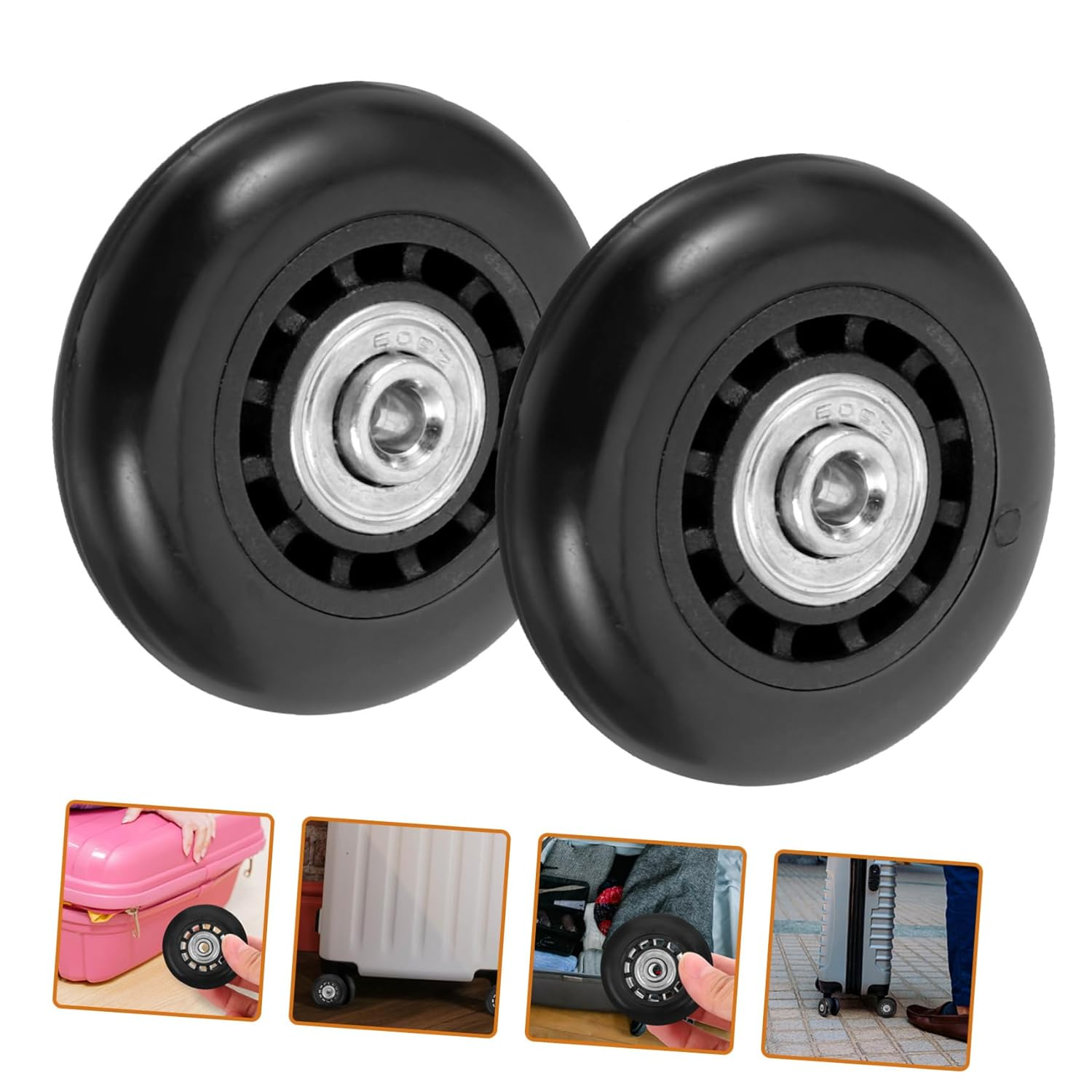 OKUMEYR 2Pcs Luggage Wheels Replacement Kit 60X23Mm Metal Bearing Swivel Caster Wheels for Suitcase Trolley Luggage Repair Accessories Universal Fit image number 2