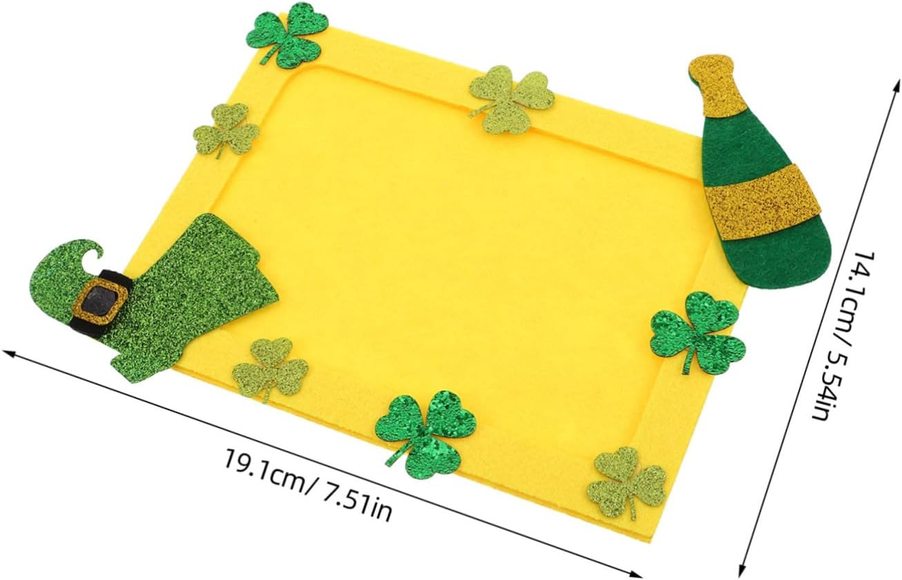 DIY Patrick'S Day Photo Frame with Green Shamrock Pattern Unfinished Craft Frame for Decoration for Home and Office Festive Displays image number 5