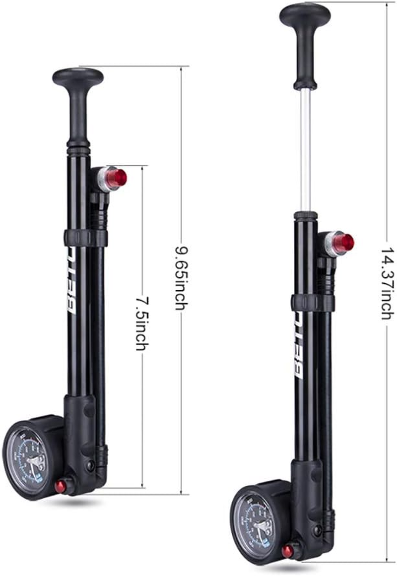 BETO High Pressure Shock Pump - (400 PSI Max) MTB Bike Shock Pump for Fork & Rear Suspension with No-Loss Schrader Valve image number 2