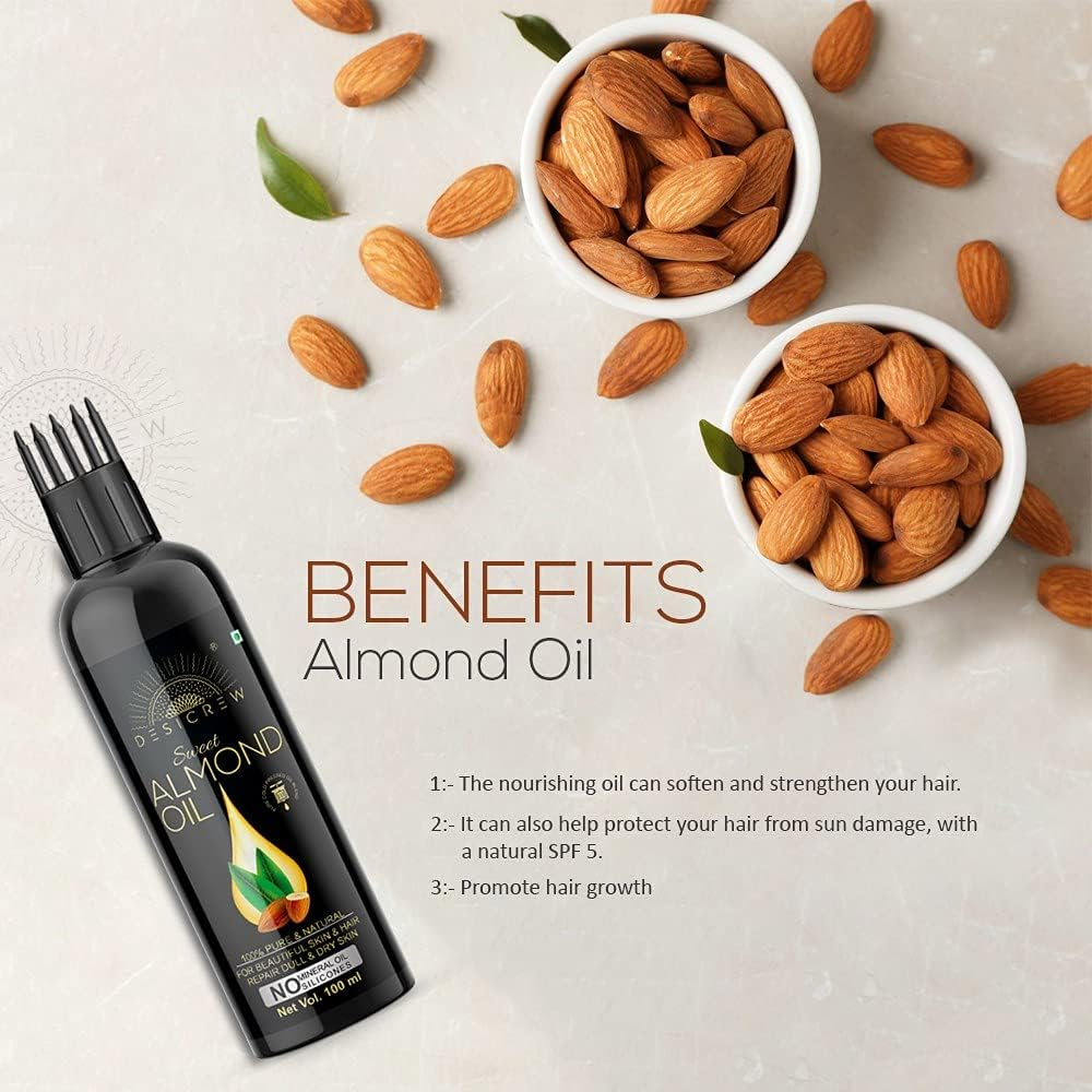 Desicrew Pure Jojoba & Sweet Almond Cold Pressed Oil with Applicator for Skin , Body & Hair Care in Combo Pack of 2 (100Ml + 100Ml) image number 1