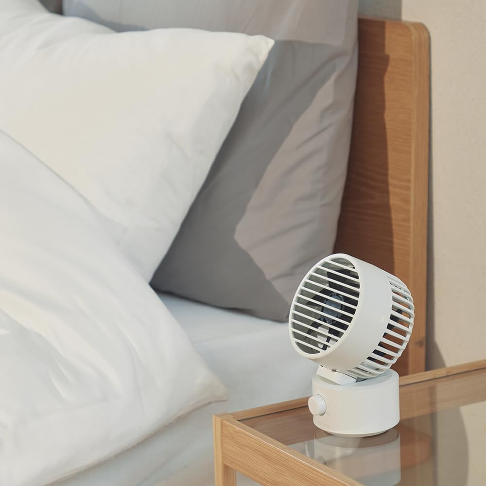 RHYTHM 9ZF038RH08 Desktop Fan, Silent, Small, USB Powered, Automatic Oscillation, Powerful, Low Even Cool, DC Motor, Double Inverted Fan, Desk Fan, Easy to Clean Silky Wind Mini, Light Gray image number 2