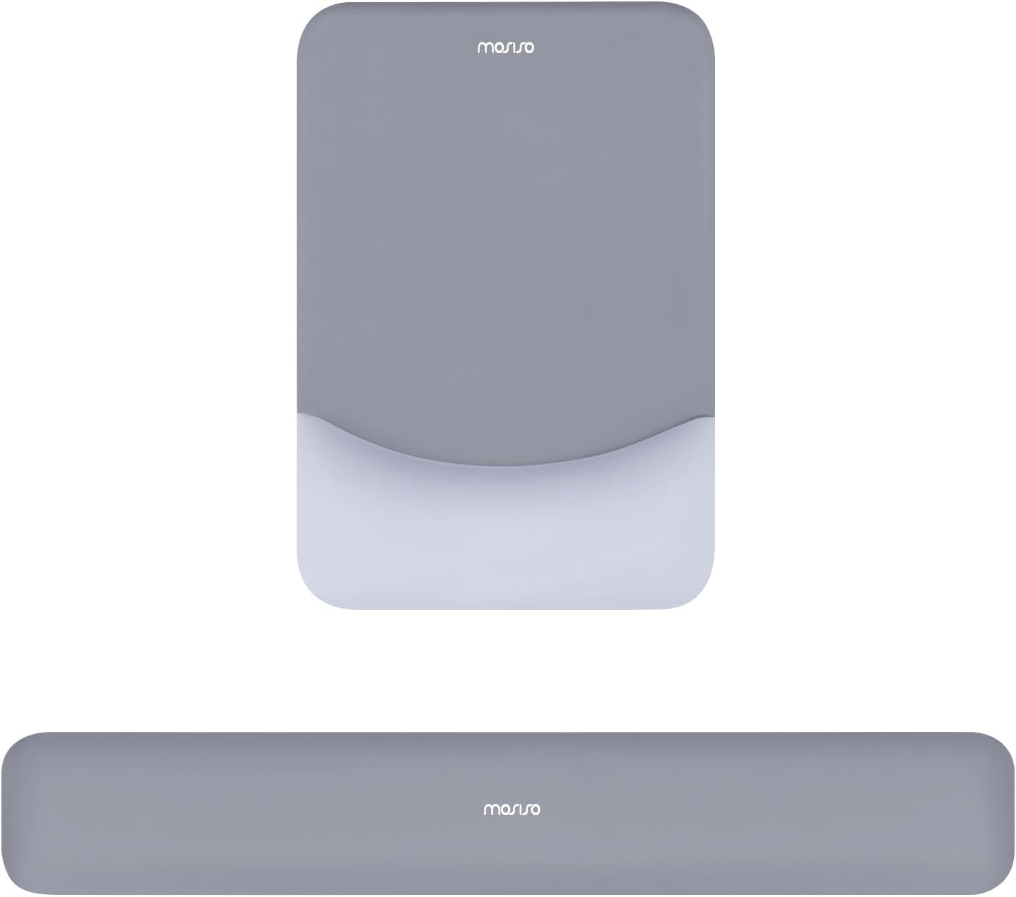 MOSISO Wrist Rest Support for Mouse Pad&Keyboard Set, Rectangular Ergonomic Mousepad Non-Slip Base Home/Office Pain Relief&Easy Typing Pad with Neoprene Cloth&Raised Curved Memory Foam, Slate Blue