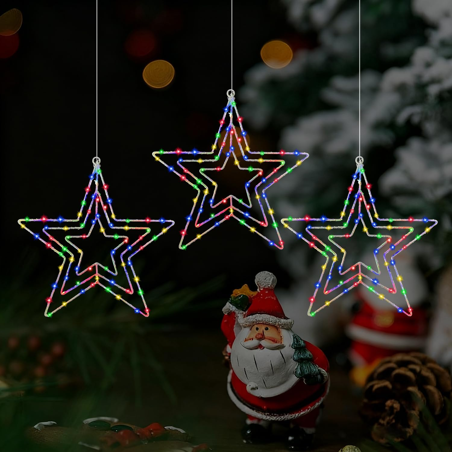 Joysing Christmas Decoration Window Pack of 2 Christmas Star Window Battery Operated with Timer, LED Star Waterproof Christmas Lighting 3-In-1 Luminous Star for Indoor Outdoor Christmas Decoration image number 6