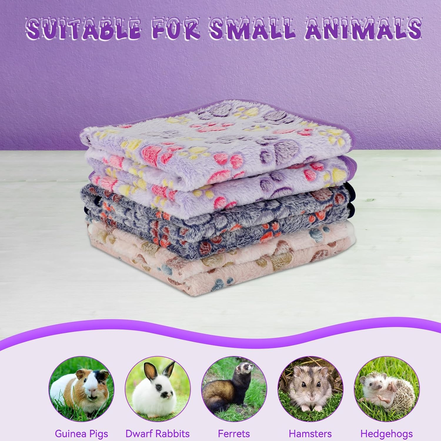 Waterproof Guinea Pig Blankets Washable 3 Pack Small Animal Fleece Cage Liners Pet Soft Sleep Mat Pad Cover Warm Flannel Throw for Hamster Guinea Pig Rabbit Chinchilla Hedgehog Ferret 23"&times;16" image number 5