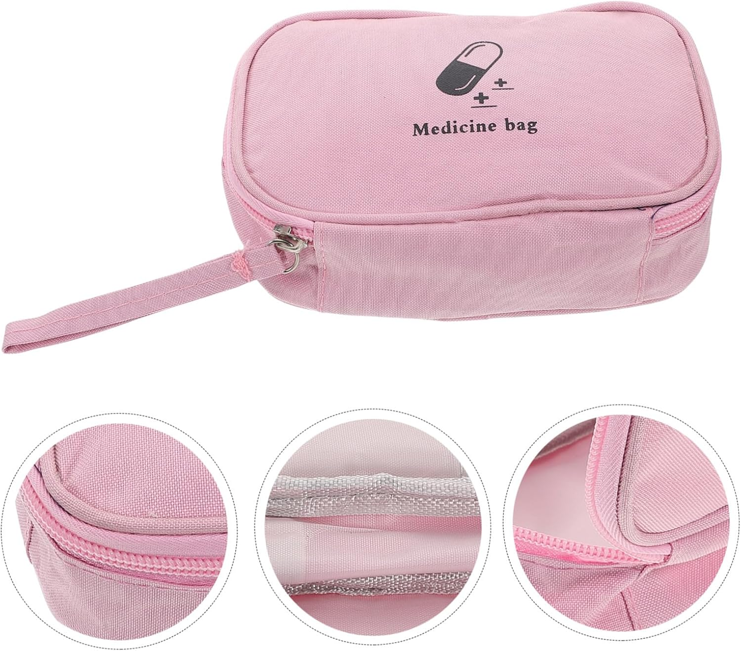 SOPOTUTU Small Portable Travel Medicine Bag, Pills Storage Organizer with Zipper, Compact Medical Storage Pocket for Camping, Hiking, and Emergency Use image number 2