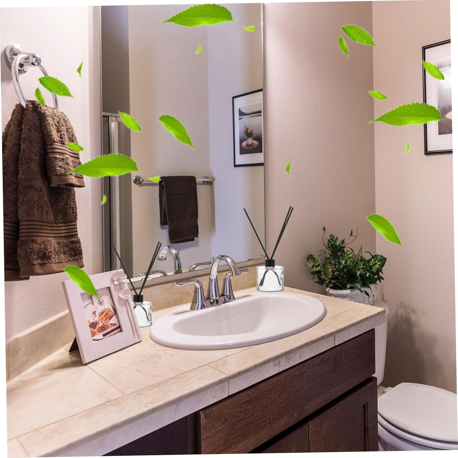 STOBAZA Fragrance Diffuser Bottles 50Ml Glass Aromatherapy Bottles Square Refillable Essential Oil with 16Cm Black Reed Sticks Set for Home Scenting and Relaxation image number 1