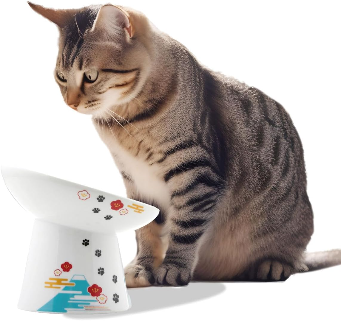 Necoichi Extra Wide Raised Cat Food Bowl, Elevated, Prevent Neck & Whisker Fatigue, Dishwasher and Microwave Safe, No.1 Seller in Japan! (Fuji Limited Edition, Extra Wide Tilted) DC-0715-NY18 image number 6