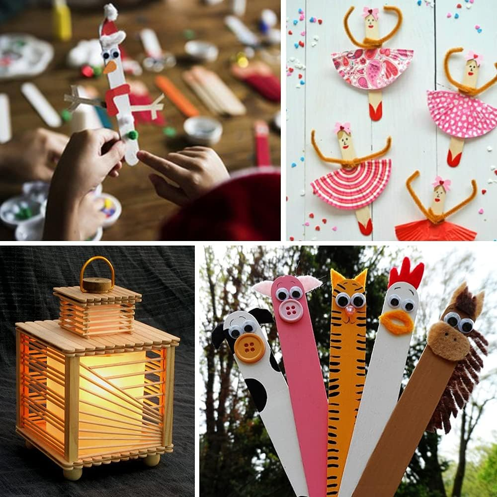 Mibly 4 Style 300 Pcs Assorted Wooden Wax Sticks for Body Legs Face and Small Medium Large Sizes Eyebrow Waxing Applicator Spatulas for Hair Removal or Wood Craft Sticks image number 3