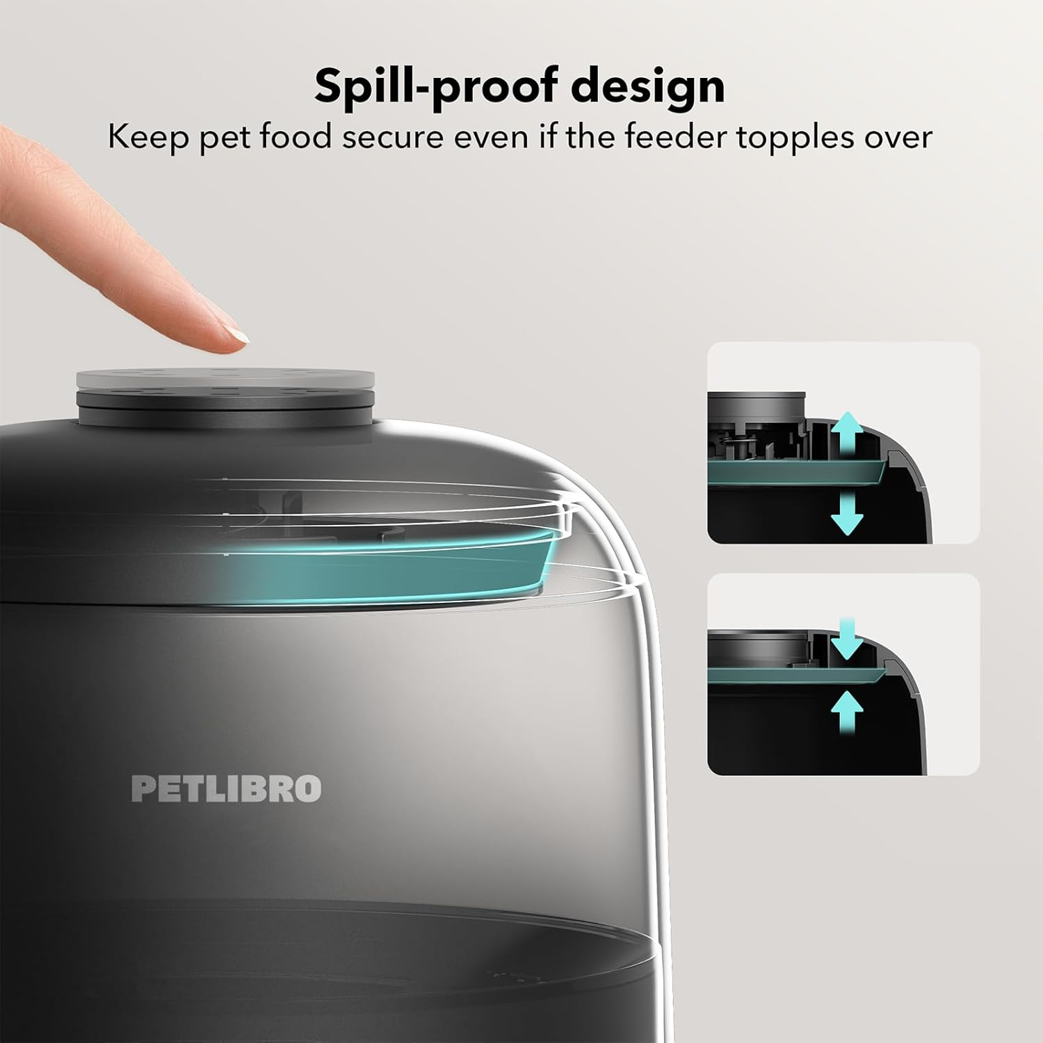 PETLIBRO Automatic Cat Feeder, Wi-Fi Rechargeable Cats Food Dispenser Battery-Operated with 30-Day Life, AIR 2.4G Wi-Fi Timed Pet Feeder for Cats & Dogs, 2L Auto Cat Feeder, Black image number 5