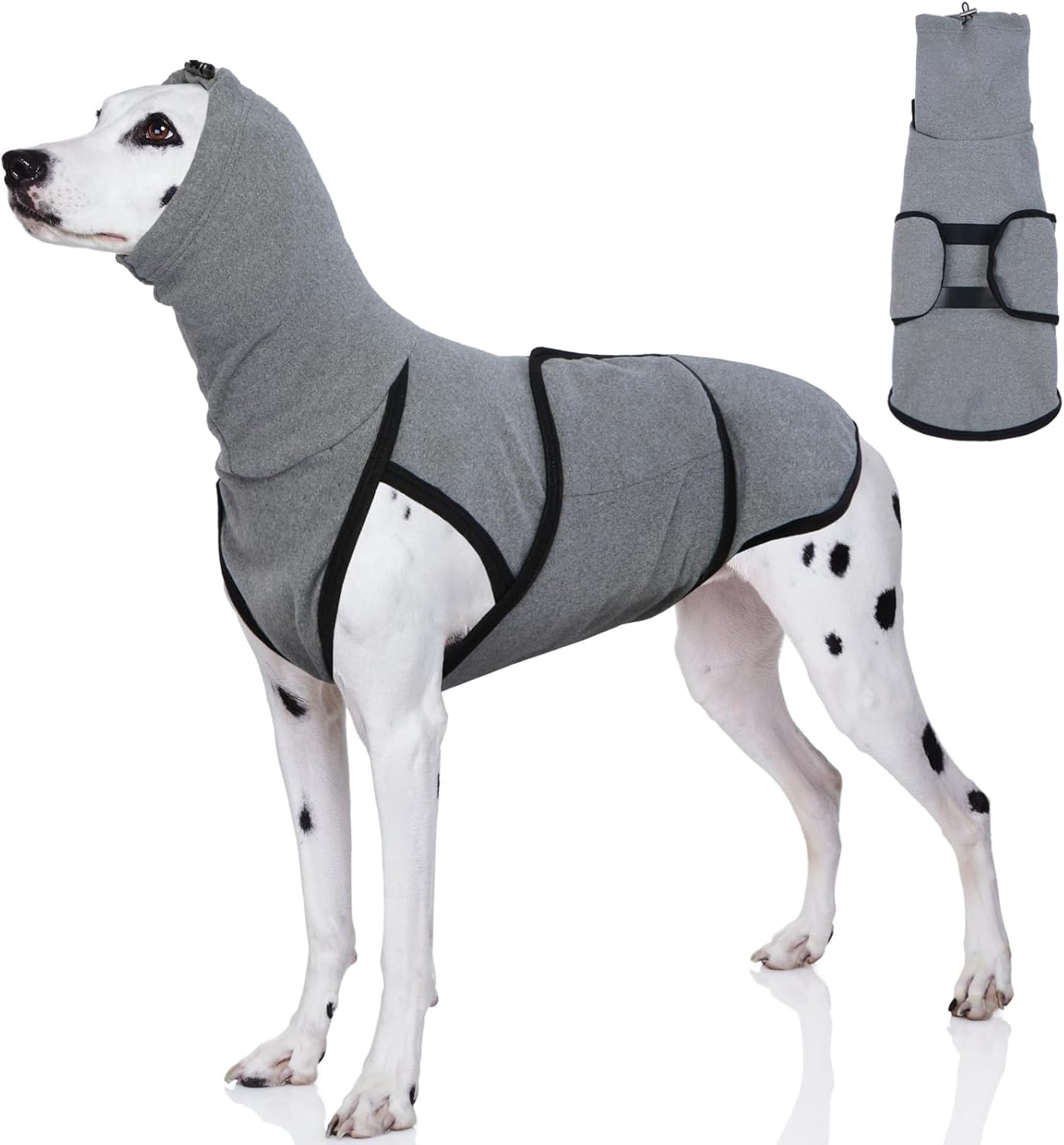 Iecoii Dog Anxiety Jacket Calming Shirt, Calming Vest with Dog Ear Muffs, Noise Protection Winter Pet Coat, Thundershirt for Dogs, Lightweight Stretchy Turtleneck Dogs T-Shirts