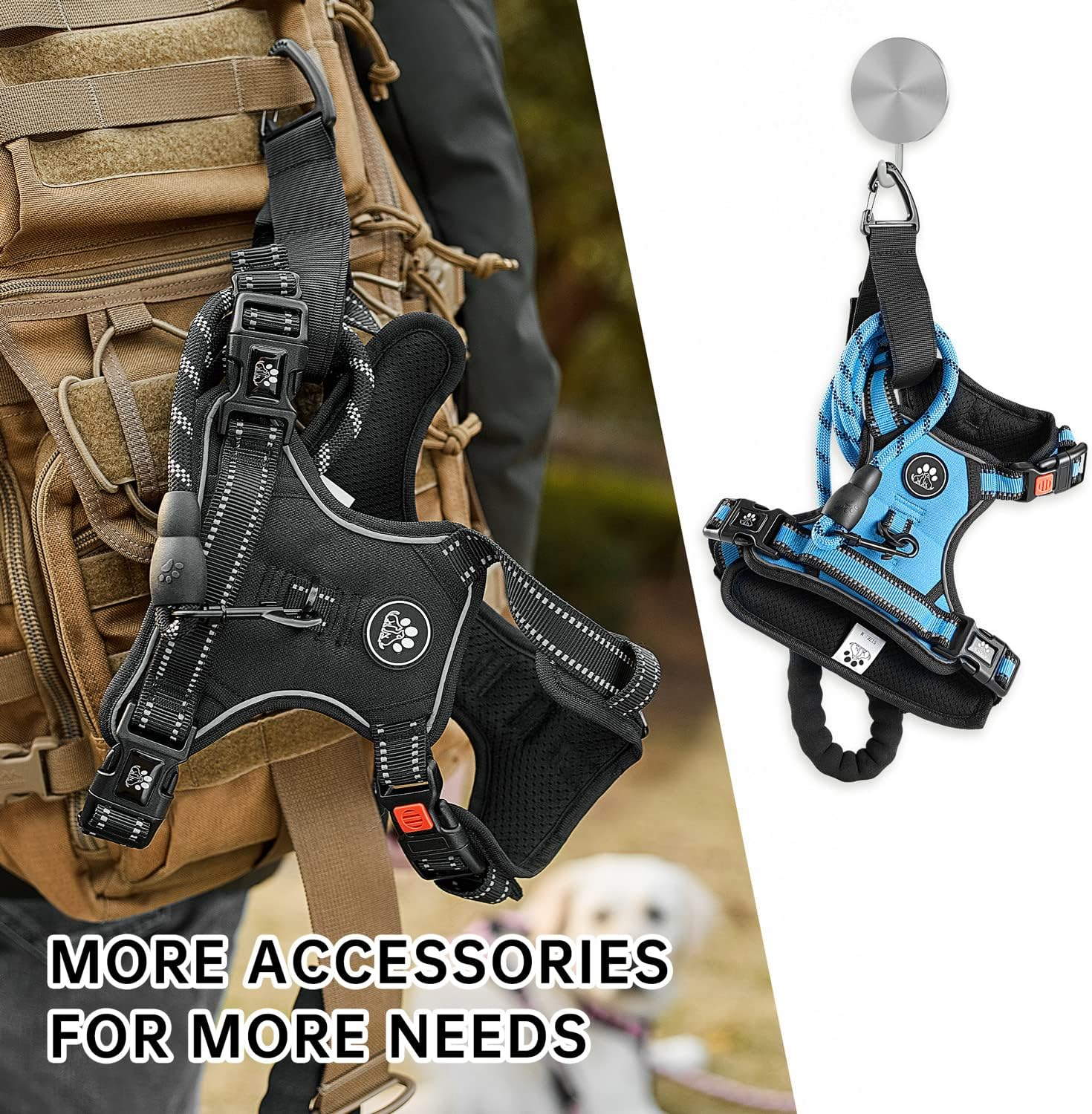 NESTROAD No Pull Dog Harness, Adjustable Oxford Dog Vest Harness with Leash, Reflective No-Choke Pet Harness with Easy Control Soft Handle for Small Medium Dogs(Medium, Blue) image number 5