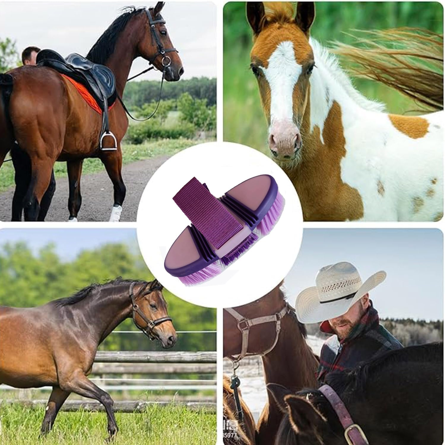 Horse Brush Grooming Tool for Horses Bendable Horse Care Tool Horse Cleaning Soft Brush Horse Grooming Supplies （Purple） image number 6