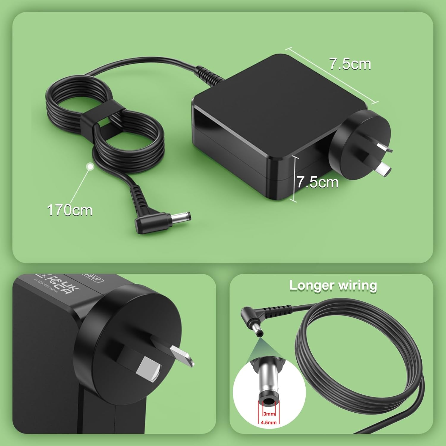 For Lenovo Laptop Charger 65W Ideapad Charger Compatible with Ideapad 3 5 110 100 100S 310 320 320S 330 330S 510 710 S145 S340 S540 Yoga 510 520 Flex 4 5 6,20V 3.25A AC Power Adapter (Also Fit for 45W image number 2