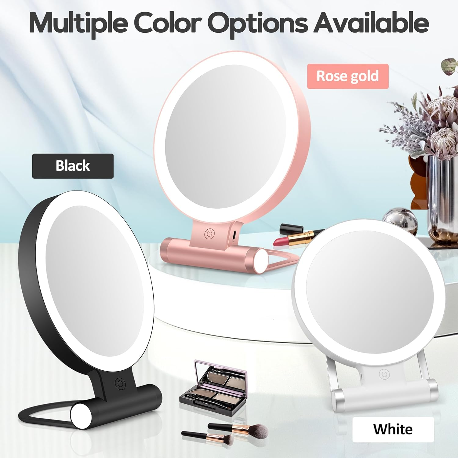 B Beauty Planet Magnifying Mirror with Light 30X, Double-Sided 1X/ 30X Magnifying Makeup Mirror with Tweezer, 2000Mah 3 Colour Modes with Adjustable Brightness,Foldable Compact Travel Mirror image number 1
