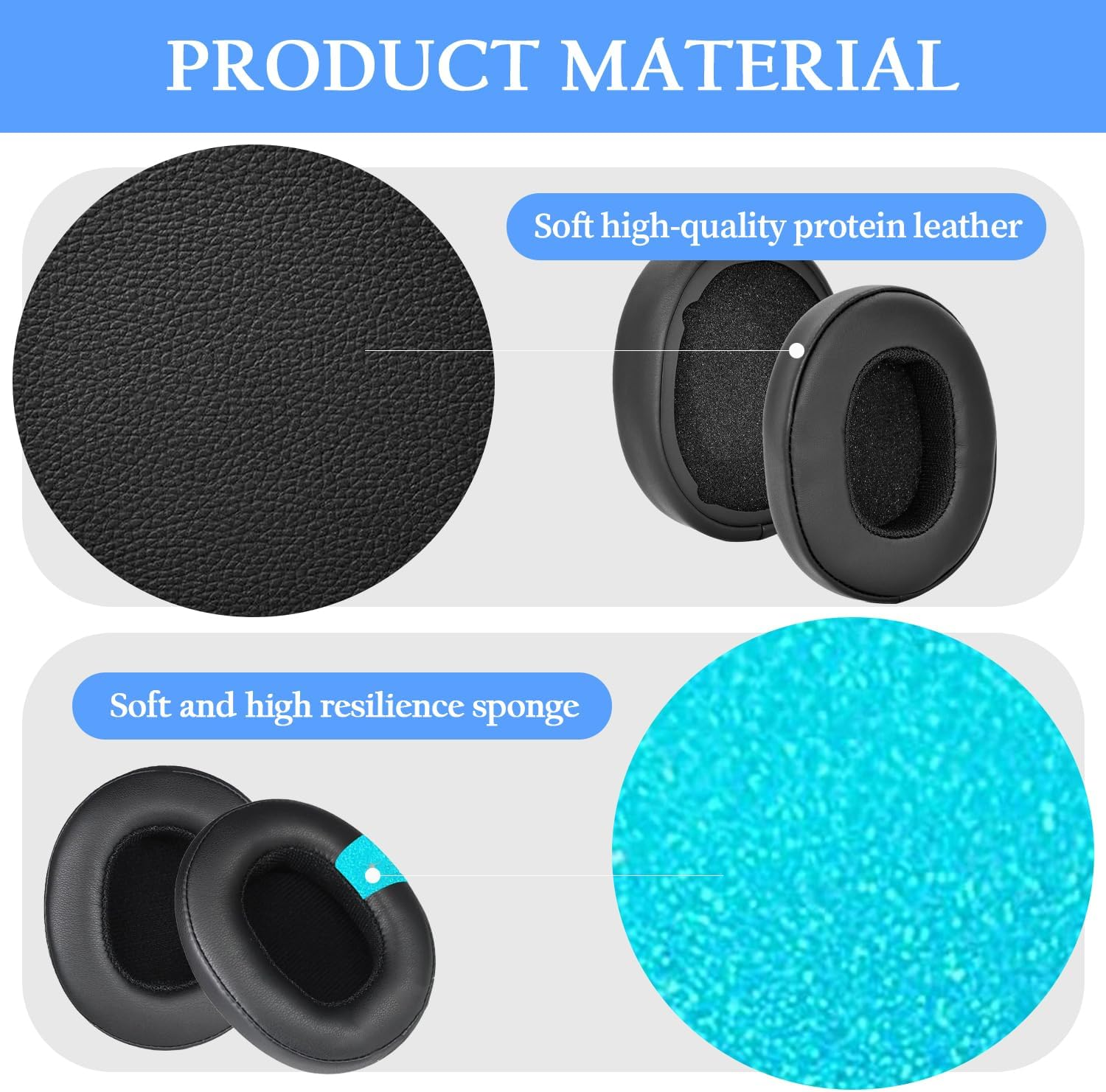 Adhiper Hesh ANC Replacement Ear Pads for Skullcandy Crusher Wireless/Crusher Anc/Crusher Evo,Hesh Evo/Hesh 3,Venue ANC Headphones,Crusher Evo Headphone Earpad Ear Cushions with Protein Leather(Black)