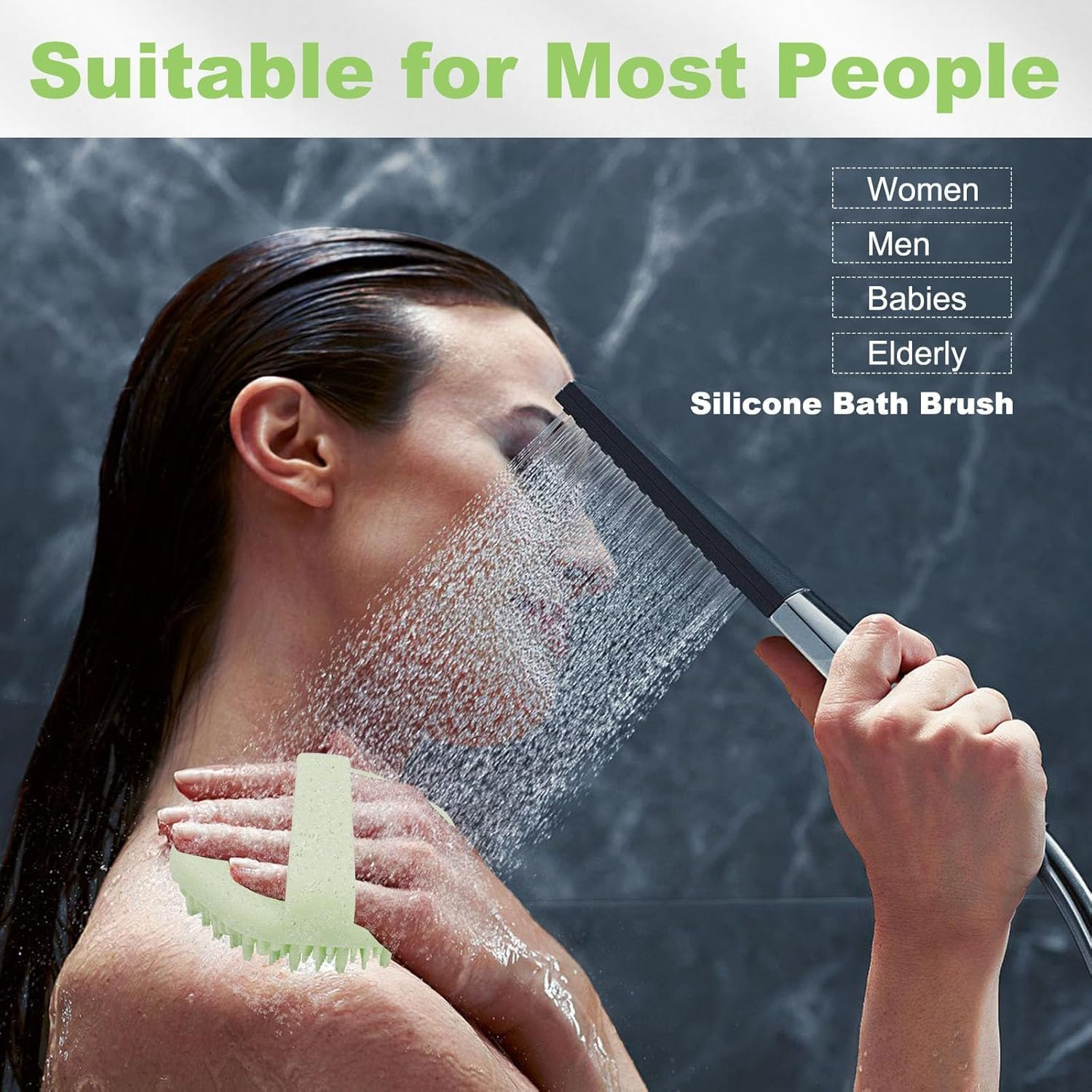 Silicone Body Scrubber, Exfoliating Body Scrubber for All Skin Types, Handheld Shower Brush with Rich Lathering and Easy Cleaning (Green) image number 2