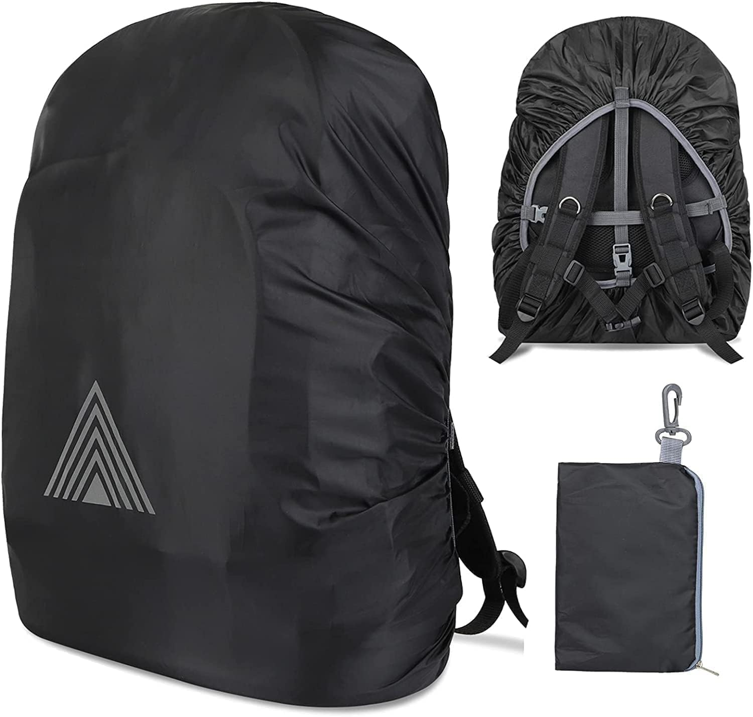 HDBHBH Waterproof Backpack Rain Cover - Ultralight Adjustable Rucksack Cover for Camping Hiking Cycling Travel, Anti-Dust Anti-Tear Outdoor Protector, Black (XS 15-25L) image number 5