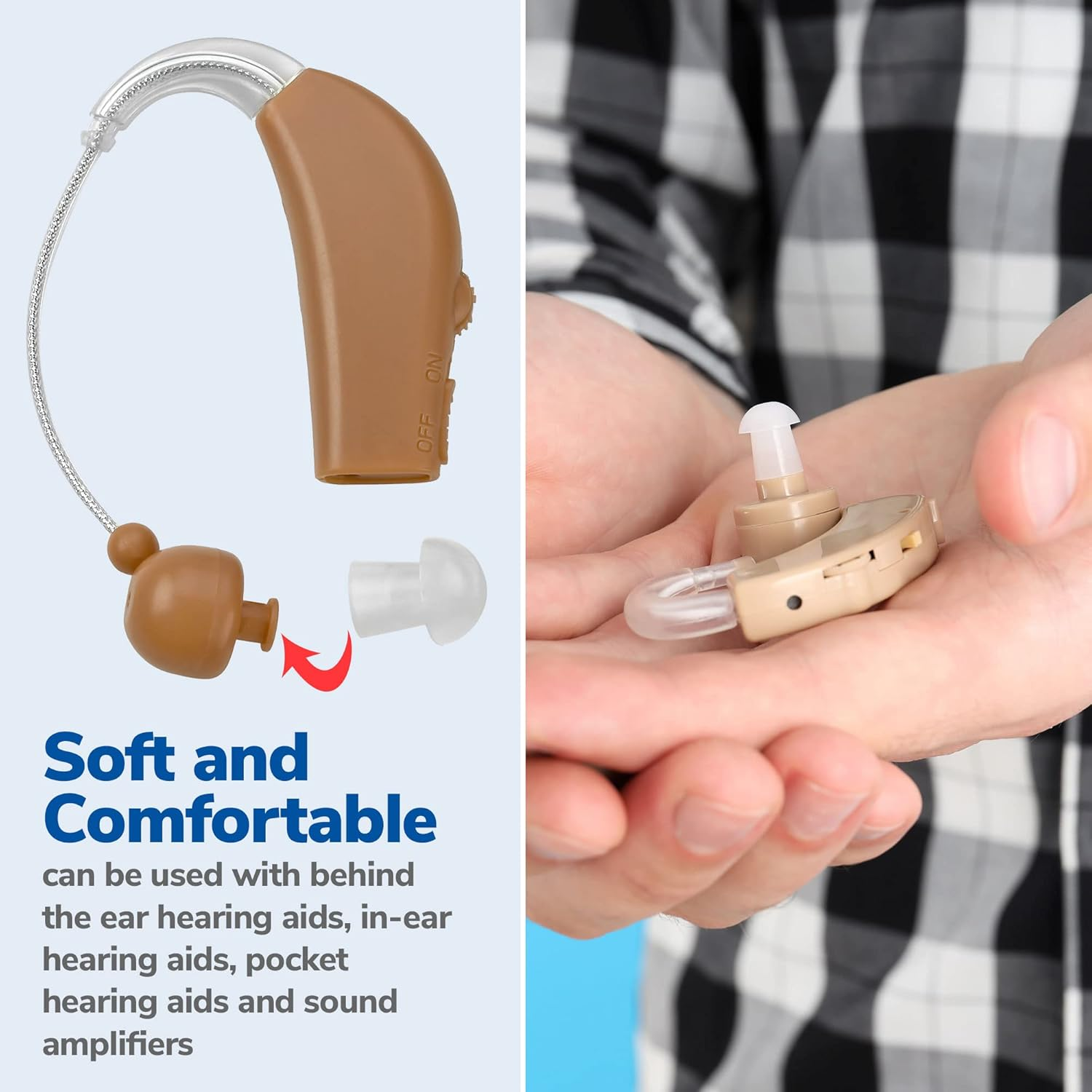 Hearing Aid Domes - (39 Pcs) Universal Domes for Hearing Aids - Sizes Small, Medium, Large & X-Large Earbud Replacements and BTE Hearing Sound Amplifiers image number 1