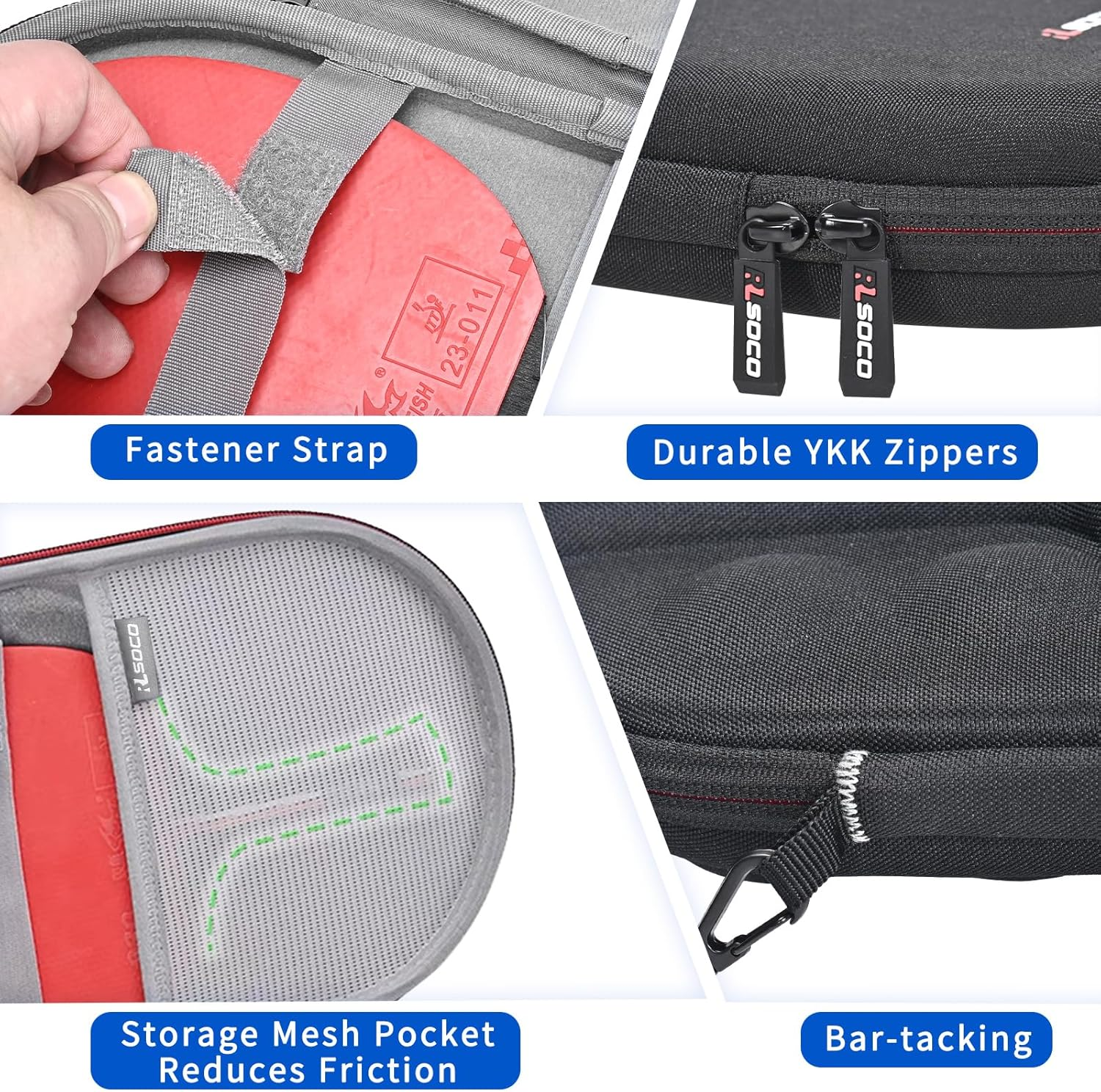 RLSOCO Carrying Case for Ping Pong Paddles/Table Tennis Paddles, Fits for 2 Paddles and 4 Balls (Case Only) image number 4