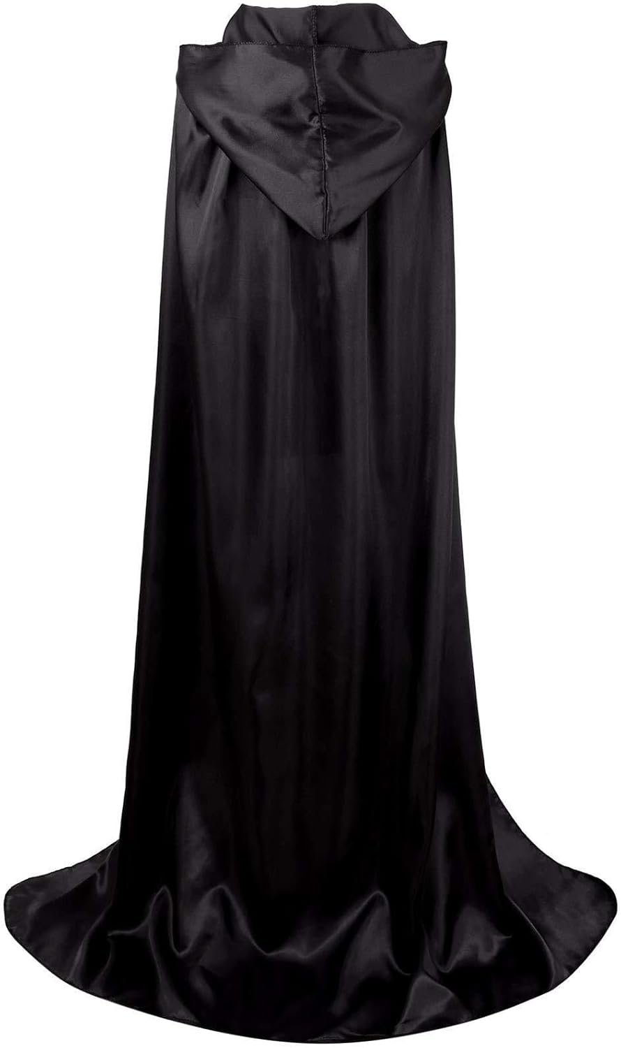 4 Piece Grim Reaper Costume Adult, Black Hooded Cloak Duty Ghost Mask Skeleton Gloves Scythe Vampire Scary Halloween Costume Fancy Dress image number 3