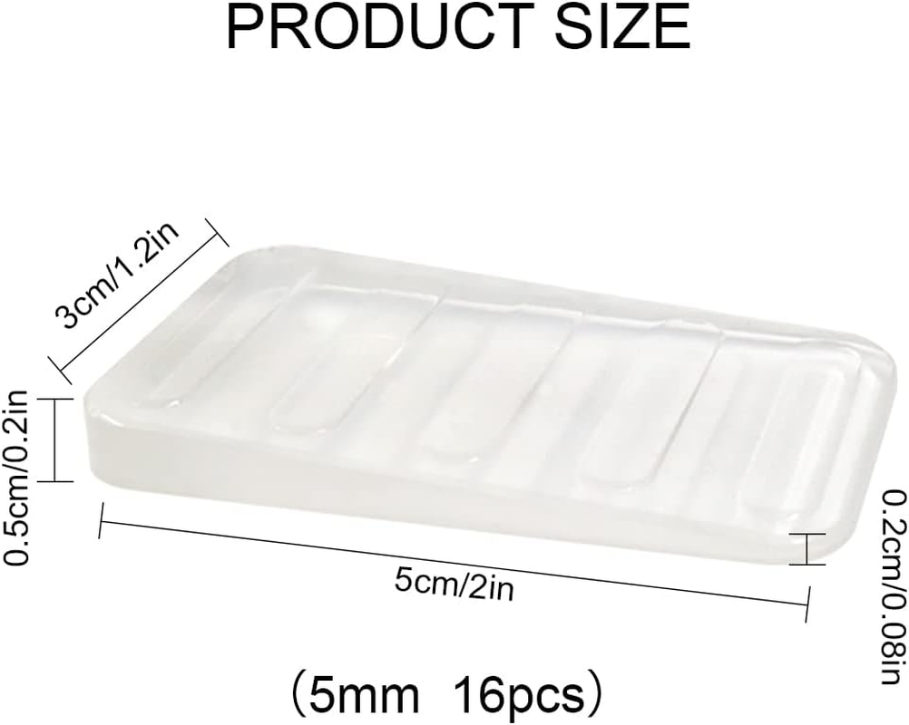 Modixun 16Pcs Soft Clear Furniture Leveling Wedges, Heavy-Duty Rubber Table Shims, Non-Slip Stackable Leveling Shims for Bed, Toilet, Desk, 0.19In /5Mm Height image number 2