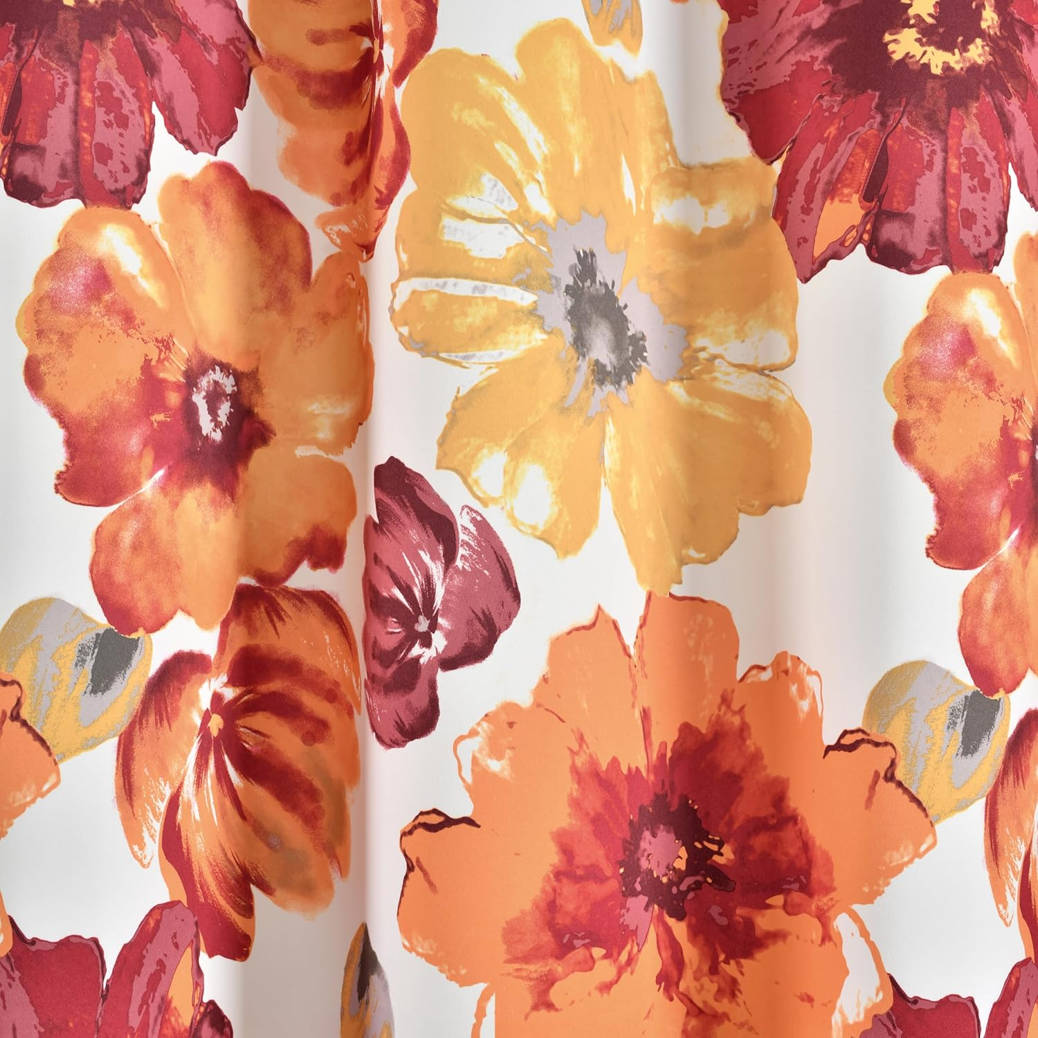 Lush Decor Leah Room Darkening Window Curtain Valance Floral Insulated Grommet, Valance, Red and Orange image number 1