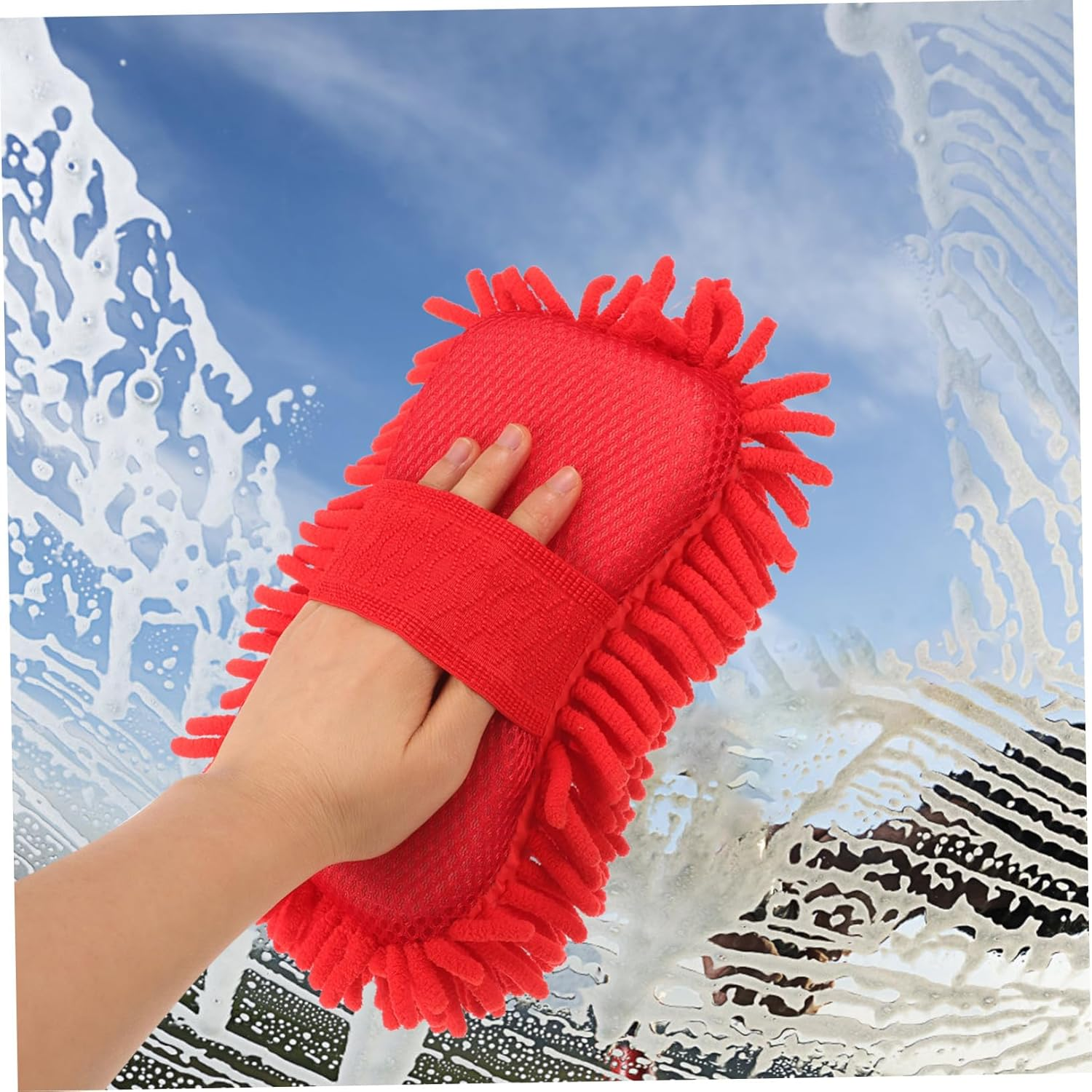 INOOMP Car Wash Mitts Microfiber Washing Mitts Red Absorbent Sponge 80G Car Cleaning Supplies Vehicle Detailing Tool for Automotive Exterior Care image number 5