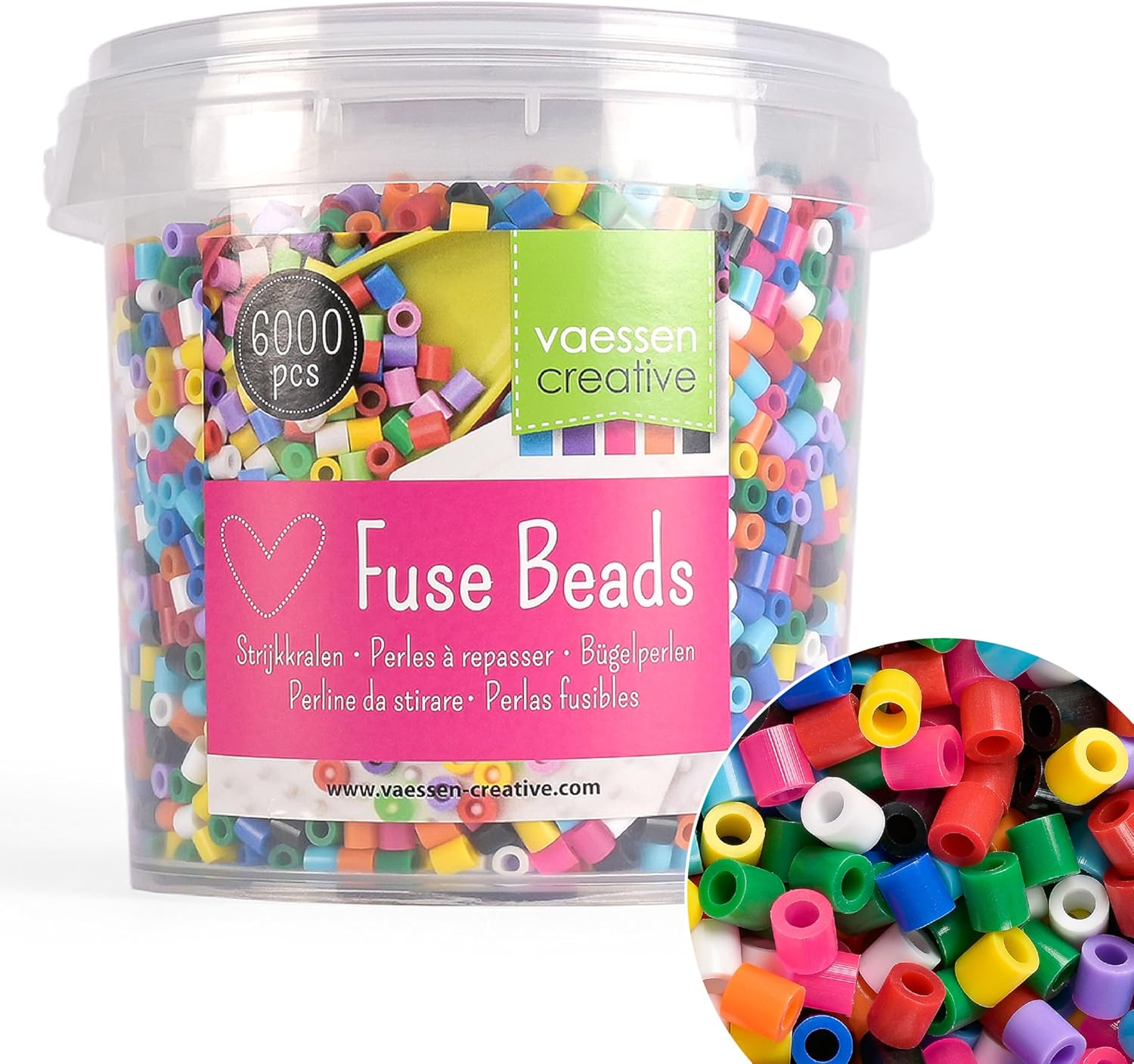Vaessen Creative Fuse Beads, Glowmix, Set of 6000 Pieces for DIY Crafts with Kids, Making Jewelry, Homemade Decorations and Other Crafty Ideas, Neon Glow Mix, 5Mm