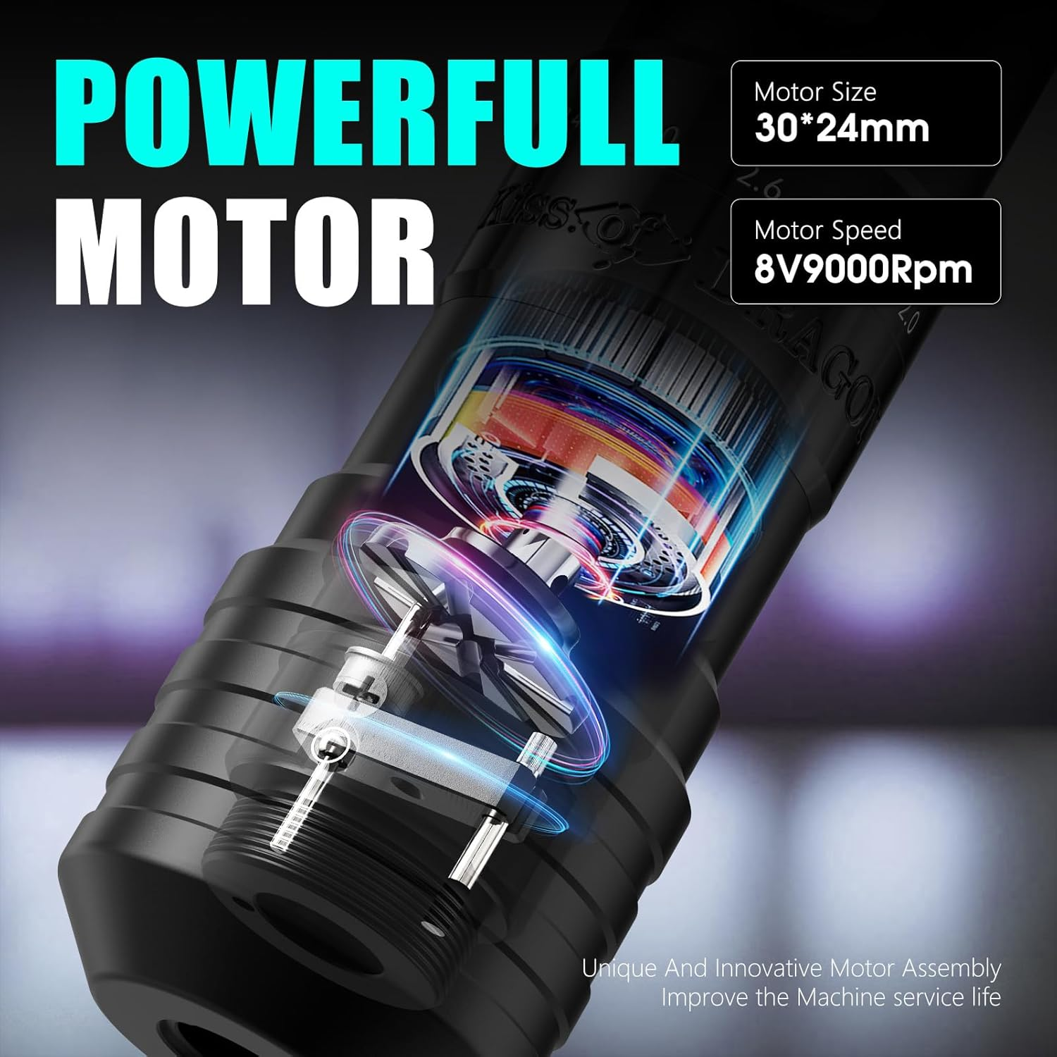 Kiss of Dragon Beginner Tattoo Gun - Wireless Tattoo Machine Ink Pen 1800Mah Battery image number 3