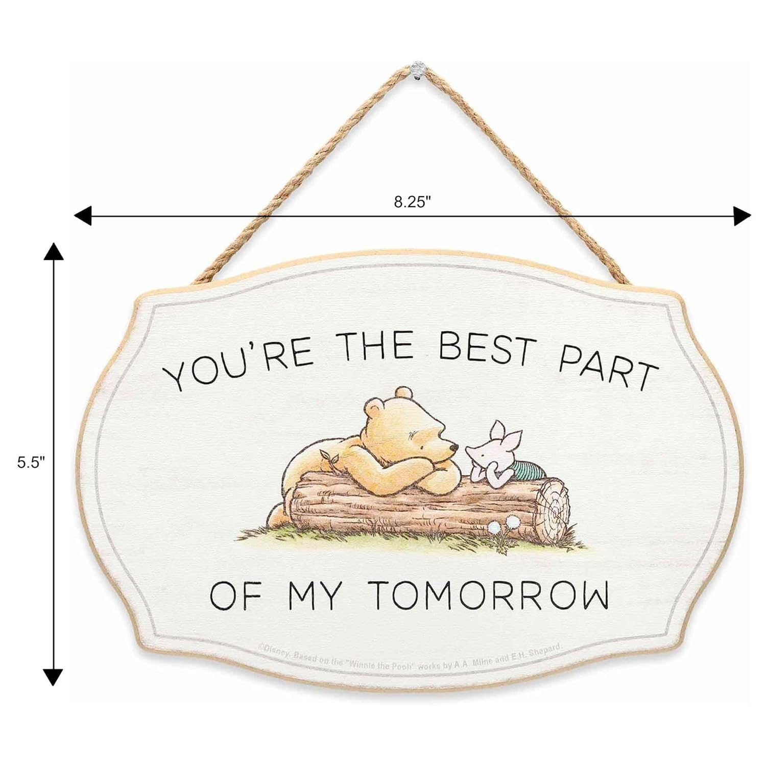 Disney Winnie the Pooh You'Re the Best Part Hanging Wood Wall Decor - Adorable Winnie the Pooh Sign for Home - White/Yellow image number 2