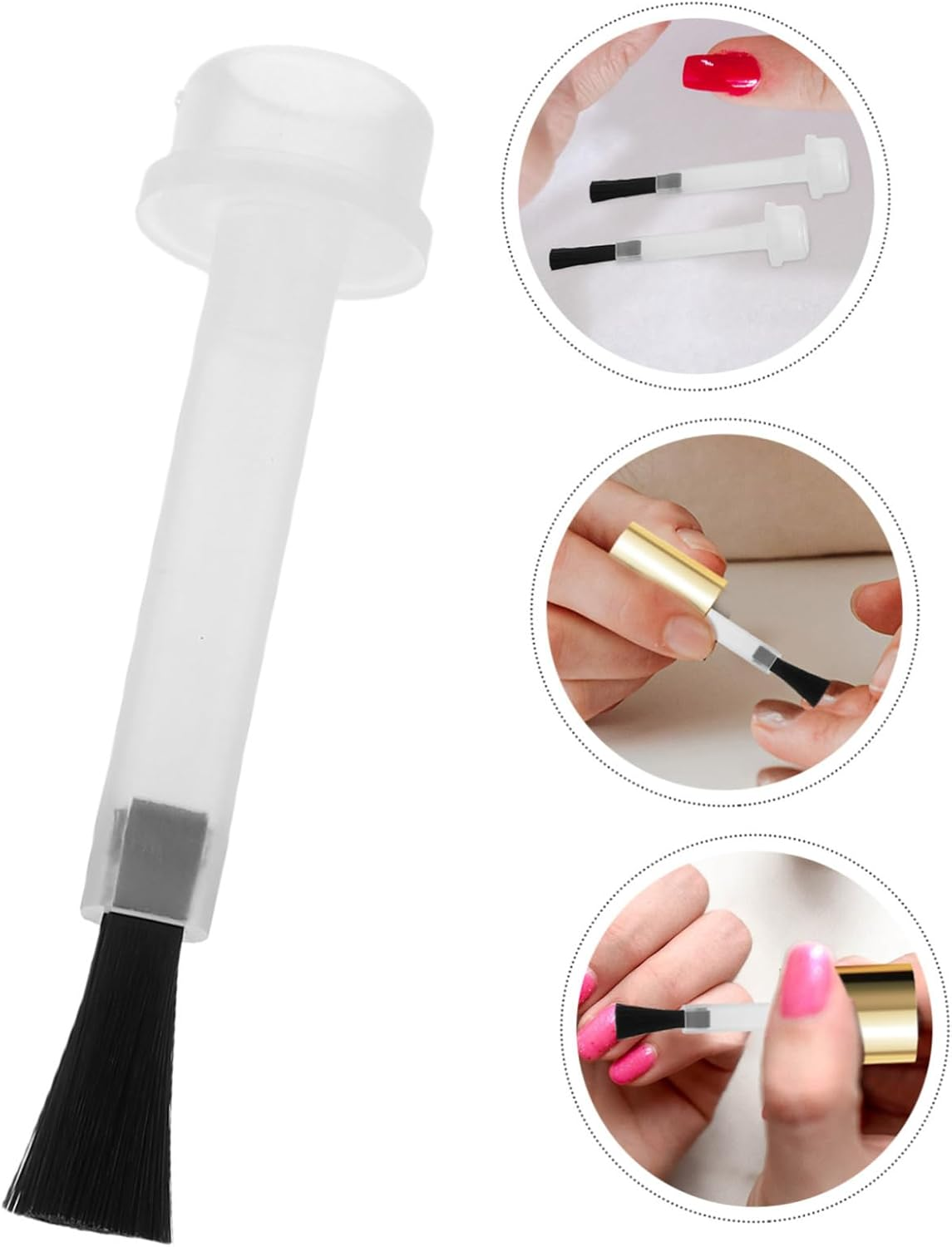 WOONEKY 50Pcs Manicure Replacement Brush Heads for Art Nail Tech French Tip Tool Gel Liquid Nail Brush Diy Manicure Water-Based Polish Replacement image number 3