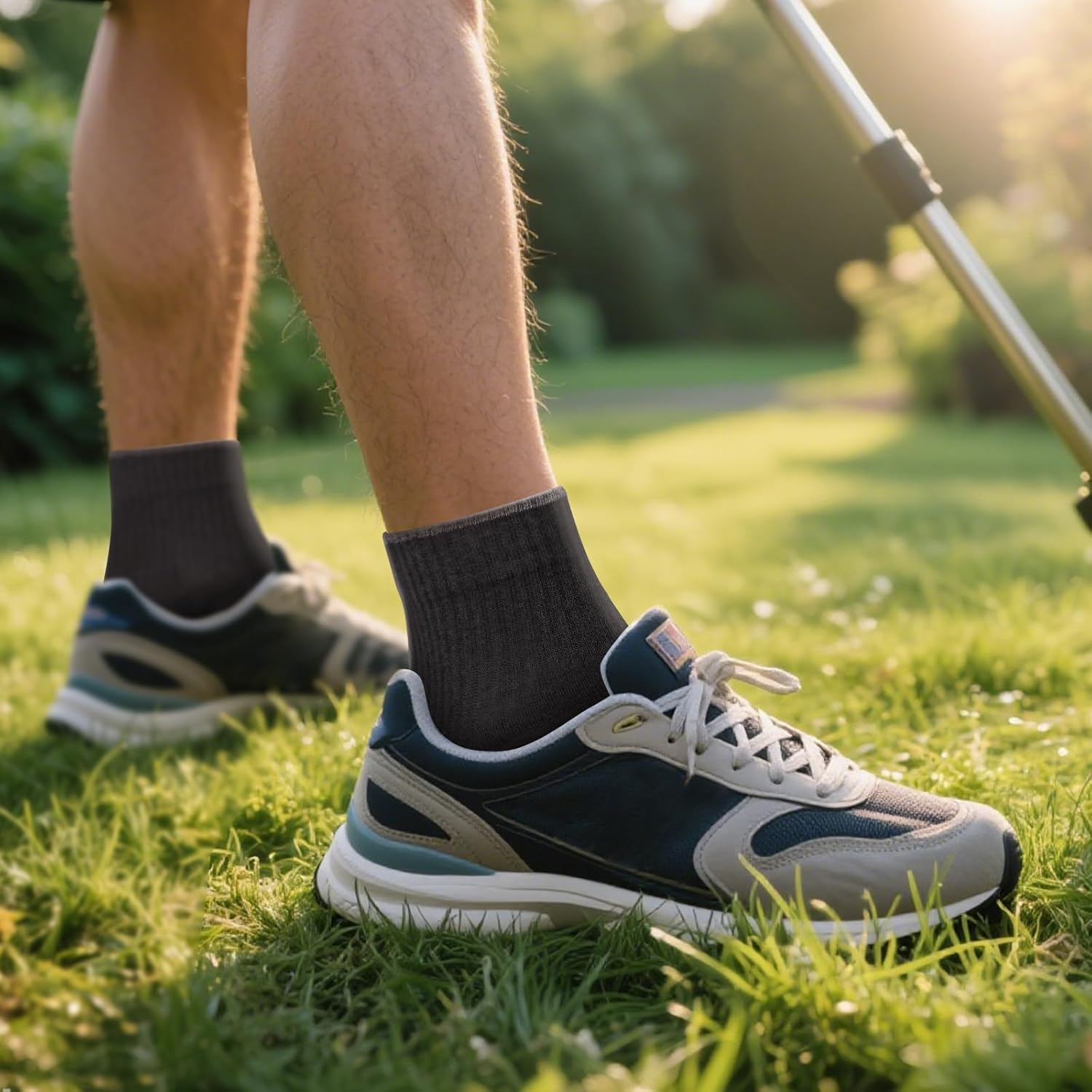 YUEDGE Mens Ankle Socks Breathable Cotton Quarter Socks for Men, Wicking Cushioned Running Socks Low Cut Performance Gym Tennis Athletic Socks, 5 Pairs