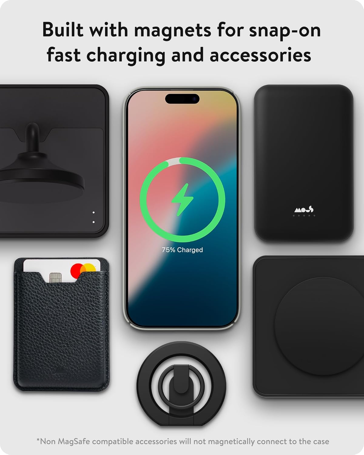 Mous for Iphone 16 Pro Case Slim Magsafe Compatible - Super Thin 2.0 - Magnetic Phone Cover - Black