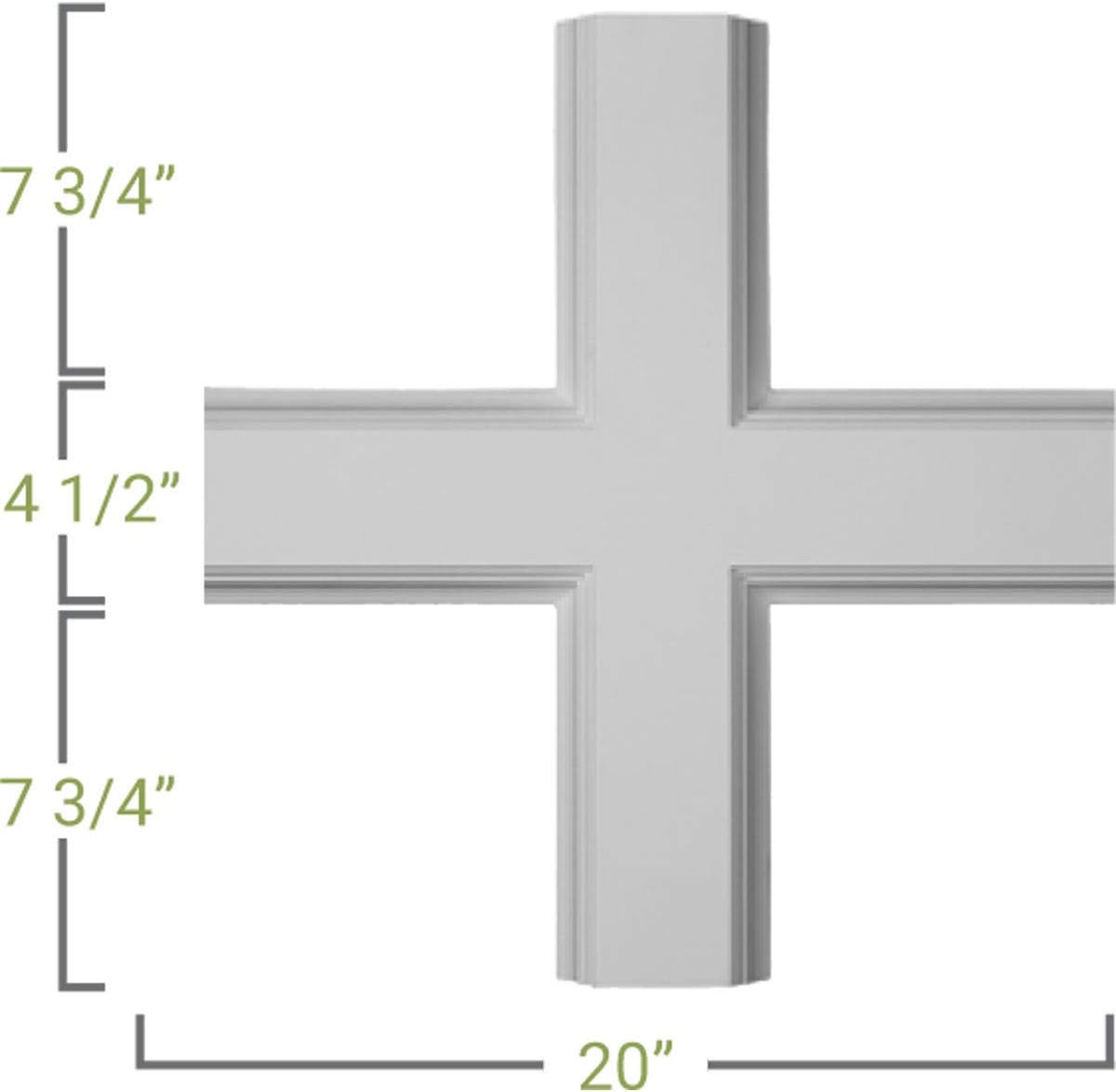 Ekena Millwork CC05ICI02X20X20TR 20W X 2P X 20L Inner Cross Intersection for 5 Traditional Coffered Ceiling System image number 4