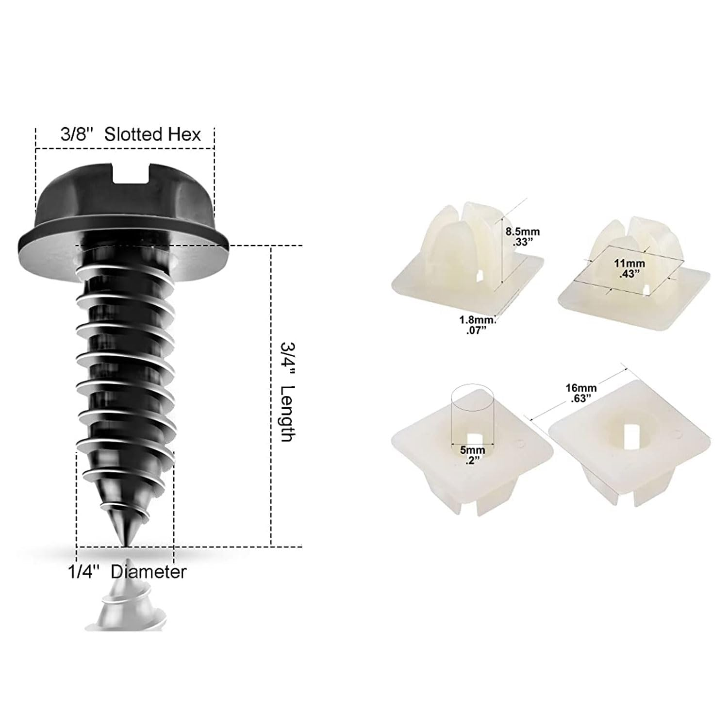 License Plate Screws with Rustproof Finish,License Plate Bolts for Domestic Vehicles - Stainless Steel Screws for License Plates +Screw Retainers(Black) image number 2