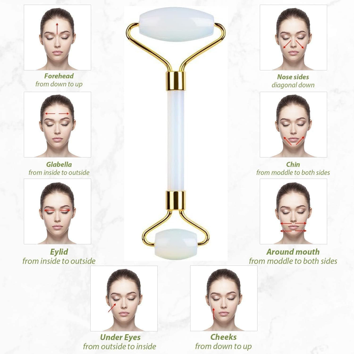 LDATY Jade Roller,Quartz Face Roller, Facial Beauty Roller Skin Care Tools, Massager for Face, Eyes, Neck,Gua Sha Soothes, Body Muscle Relaxing, Improve Eye Puffiness Remove Wrinkles Eye Roller image number 2