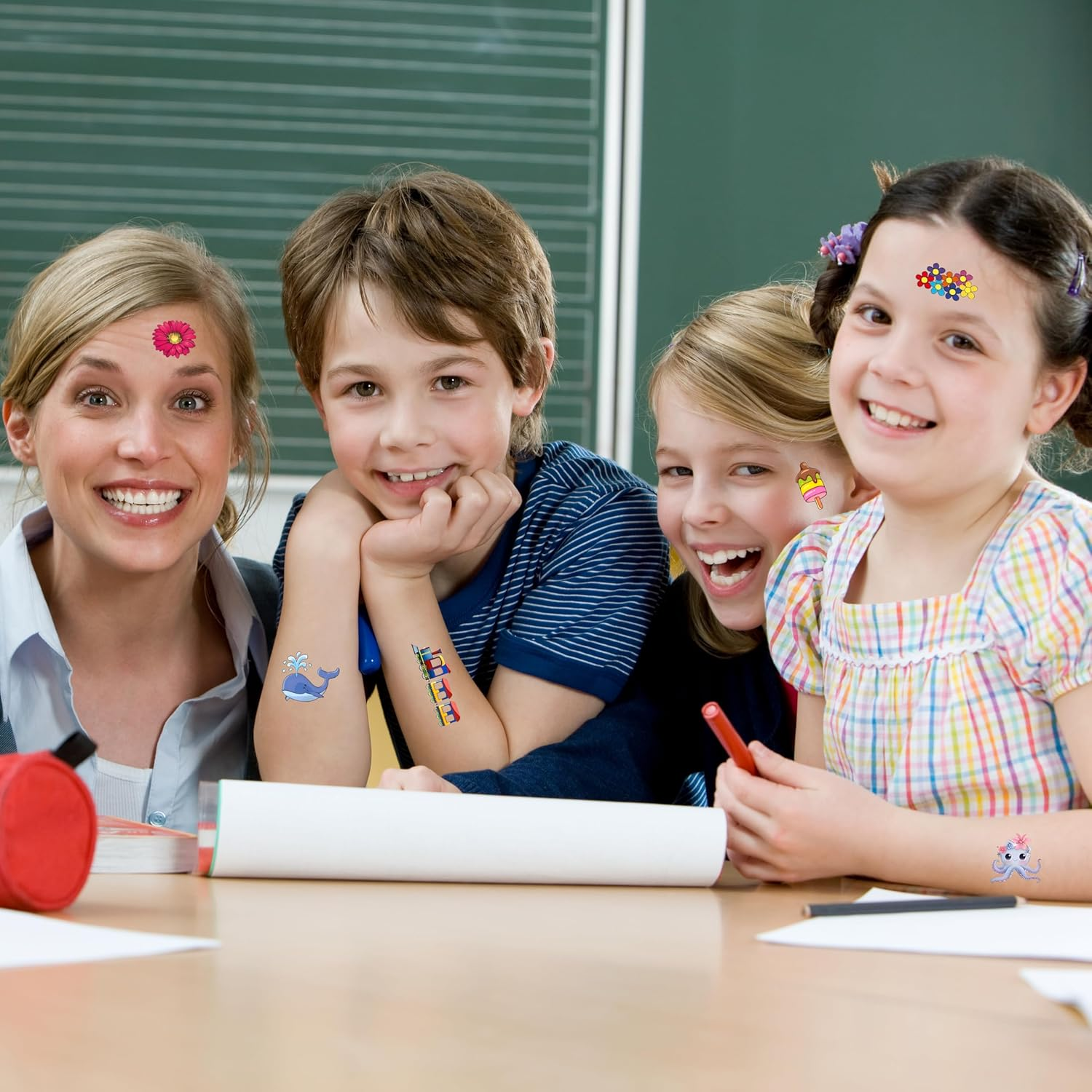 20 Sheets Temporary Tattoo Fake Tattoos Cute Pattern Stickers Markers for Children Kids Toddlers Boys Girls image number 2