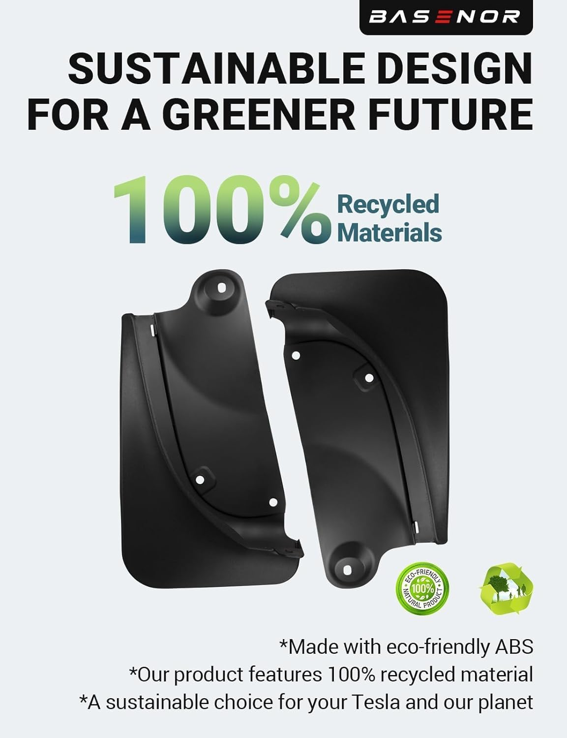 BASENOR Tesla Model Y Mud Flaps Splash Guards Winter Vehicle Sediment Protection No Need to Drill Holes Vehicle Tire Protector Mudflaps Tesla Exterior Accessories(Set of 4) image number 5