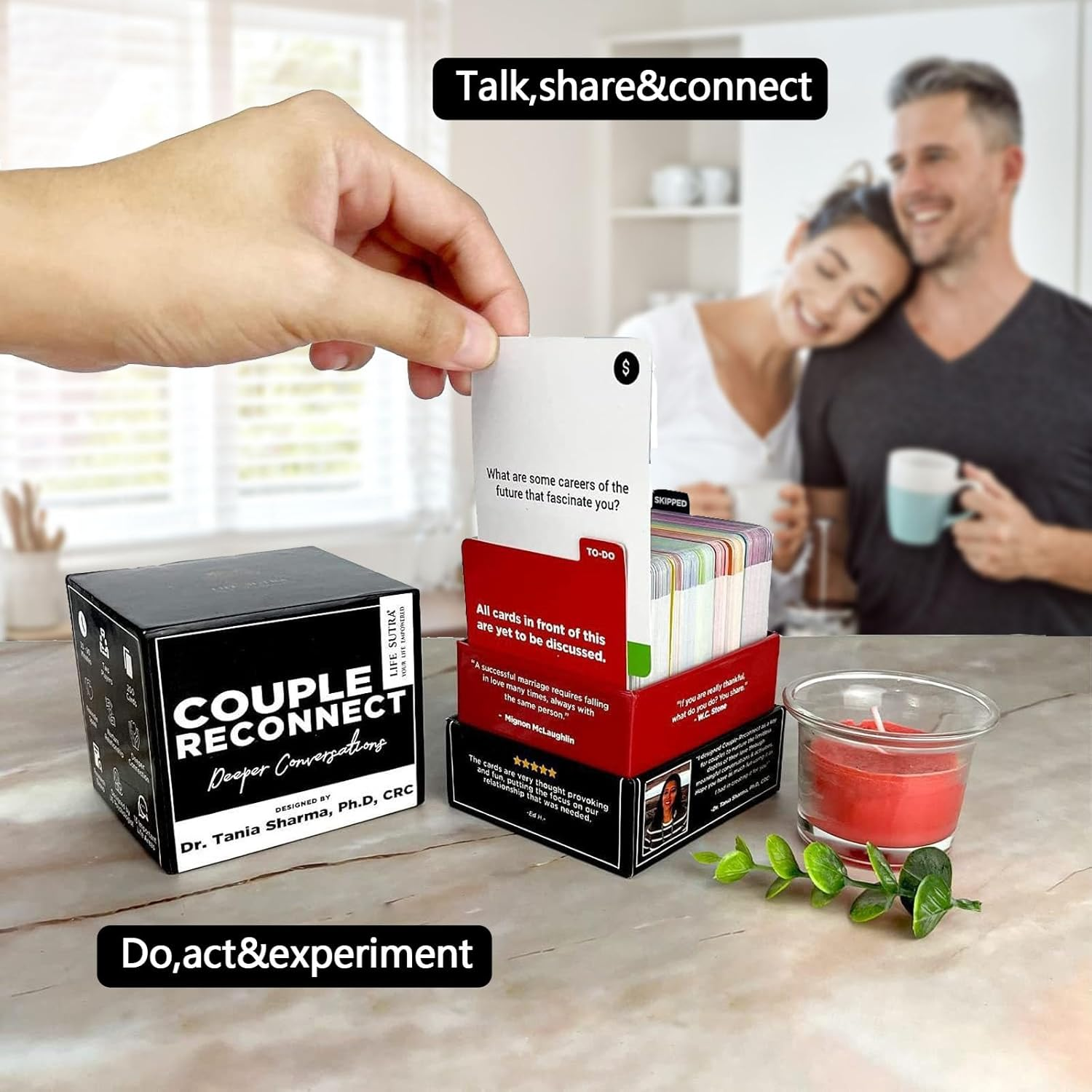 Couple Conversation Cards - 200 Deep Questions in 13 Topics, Relationship Card Game for Date Nights & Dinners, Marriage & Dating Couples Games to Strengthen Bonds image number 1