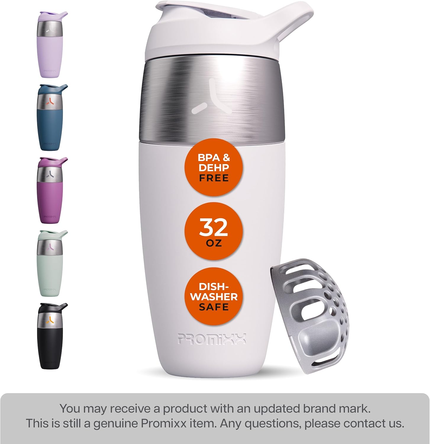 Promixx Pursuit 950Ml Shaker Bottle - Single Wall Stainless Steel Protein Shaker Bottle, Super Smooth Shakes, 32Oz, Ceramic White image number 1