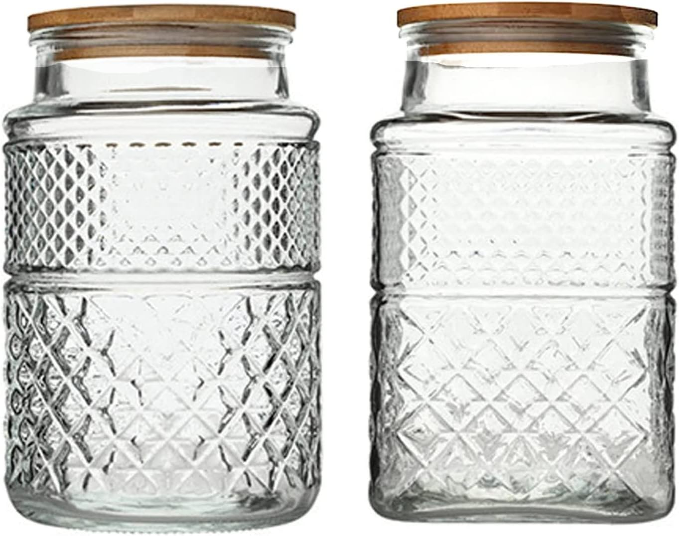 Large Glass Storage Jar, 2 Pack 60 FL OZ Glass Food Storage Containers with Bamboo Lid, Kitchen Containers Cereal Canisters Decorative Jar for Candy Snack Cookies Coffee Tea Nuts Airtight Jars image number 3